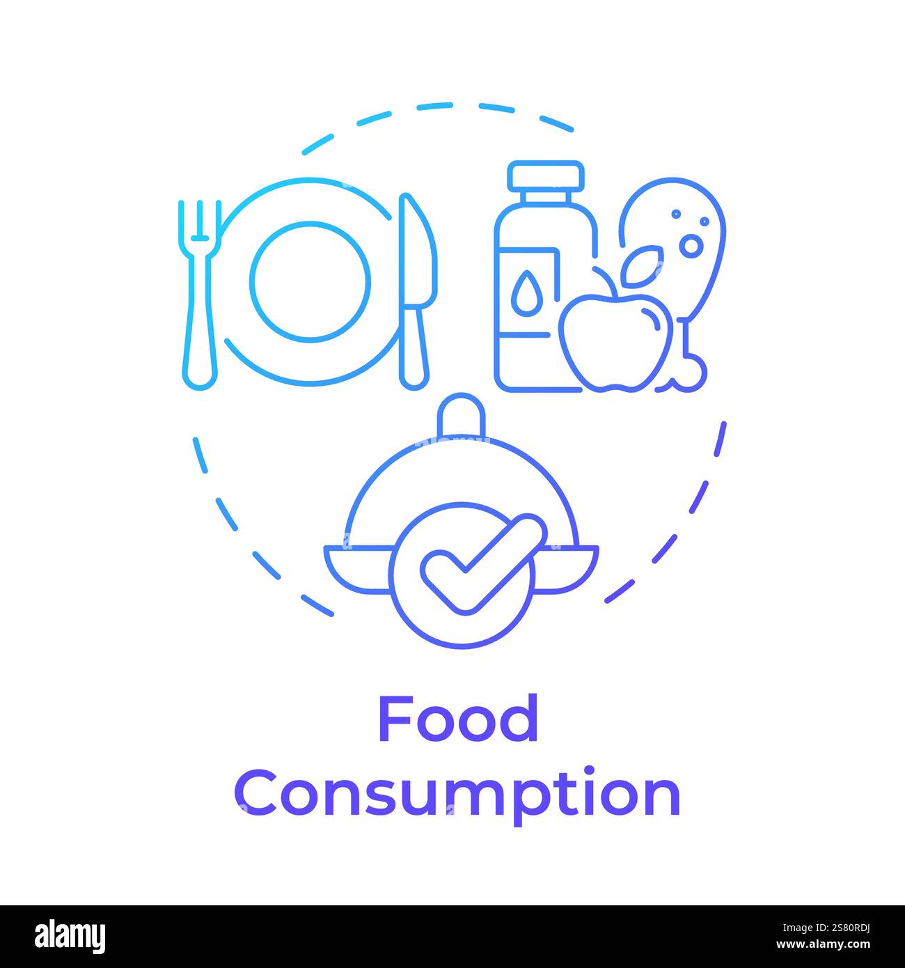 Food consumption blue gradient concept icon Stock Vector