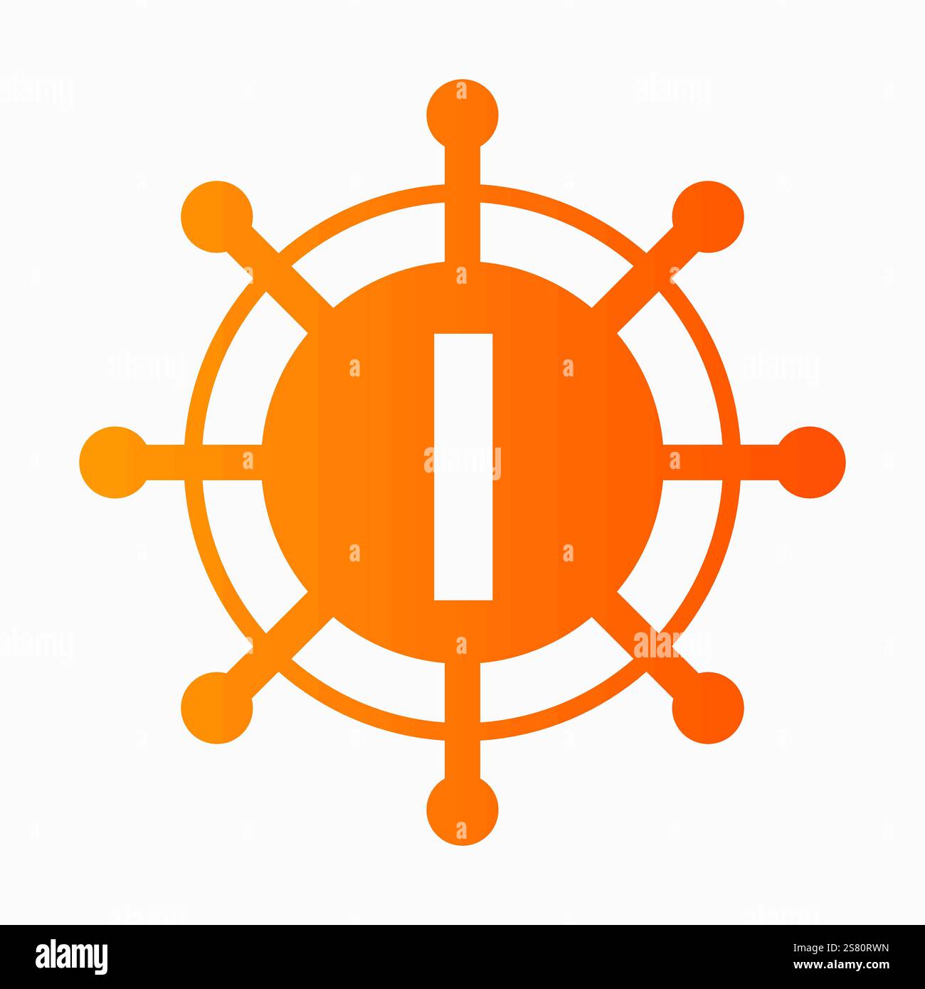 Initial Letter I Sailing Logo Design Vector Template Concept with Steering Ship Symbol Stock Vector
