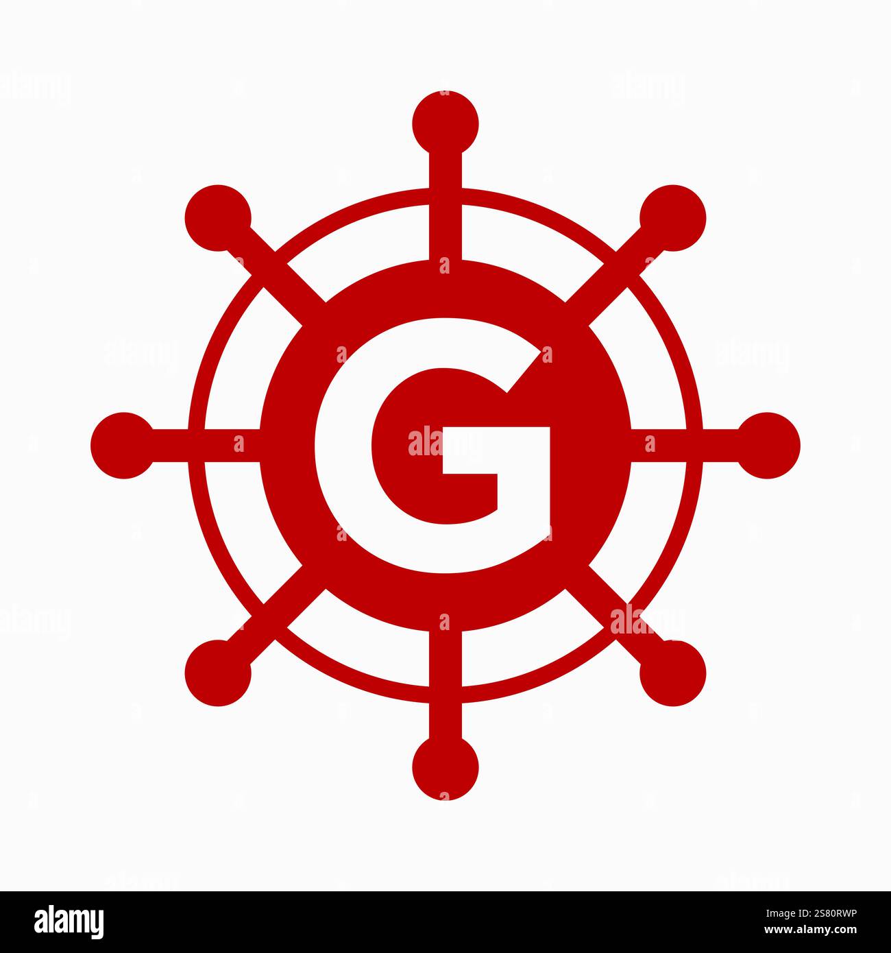 Initial Letter G Sailing Logo Design Vector Template Concept with Steering Ship Symbol Stock Vector