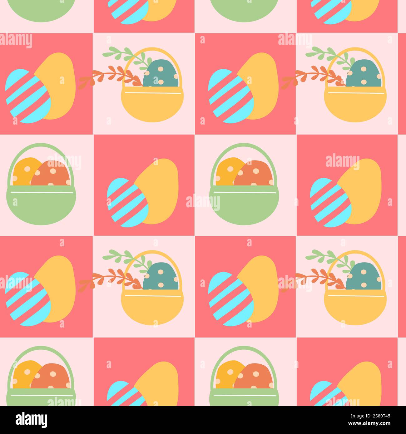 Colorful geometric easter pattern for festive decoration and design. Stock Vector