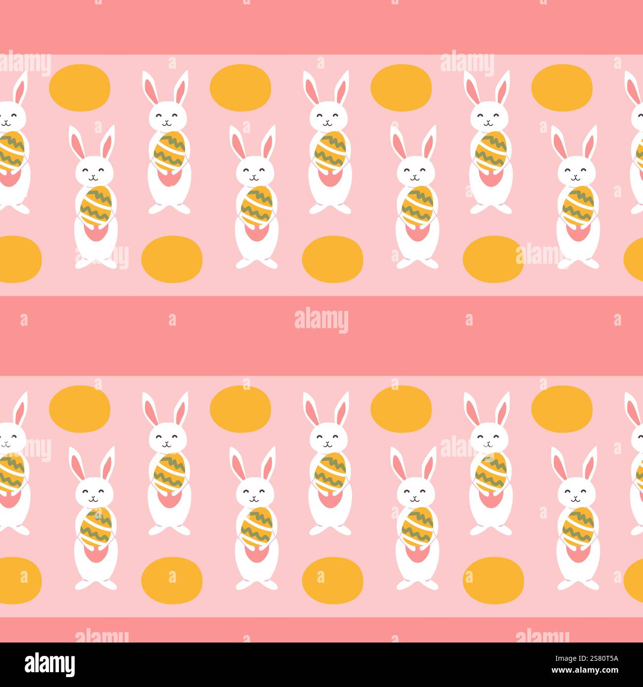 Happy easter geometric pattern with bunnies and eggs for festive design. Stock Vector