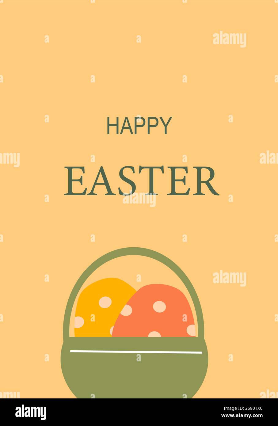 Happy easter greeting card with colorful eggs in a basket. Easter abstract modern geometry card. Stock Vector