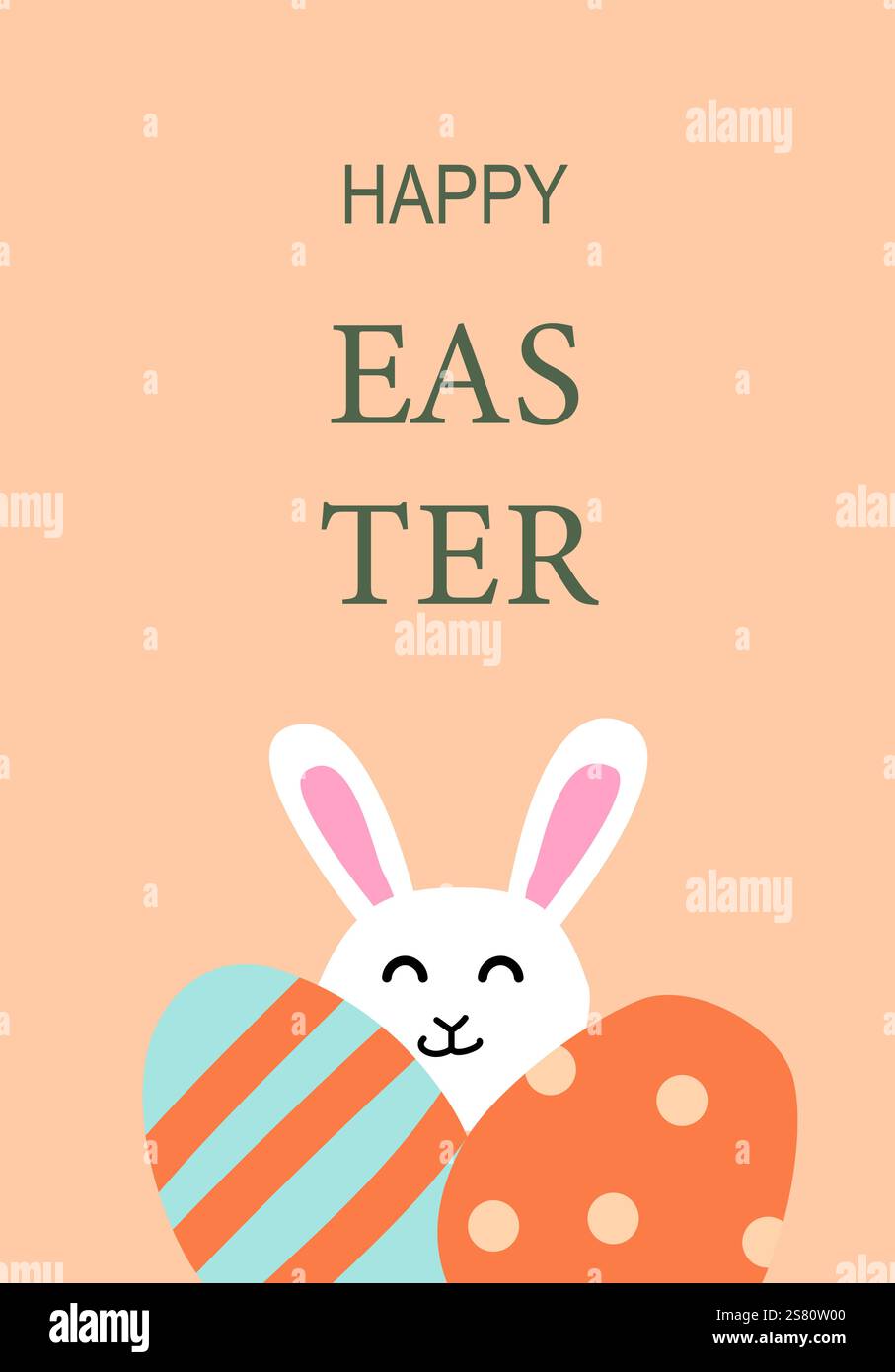 Happy easter bunny with colorful eggs. Easter abstract modern geometry card. Stock Vector