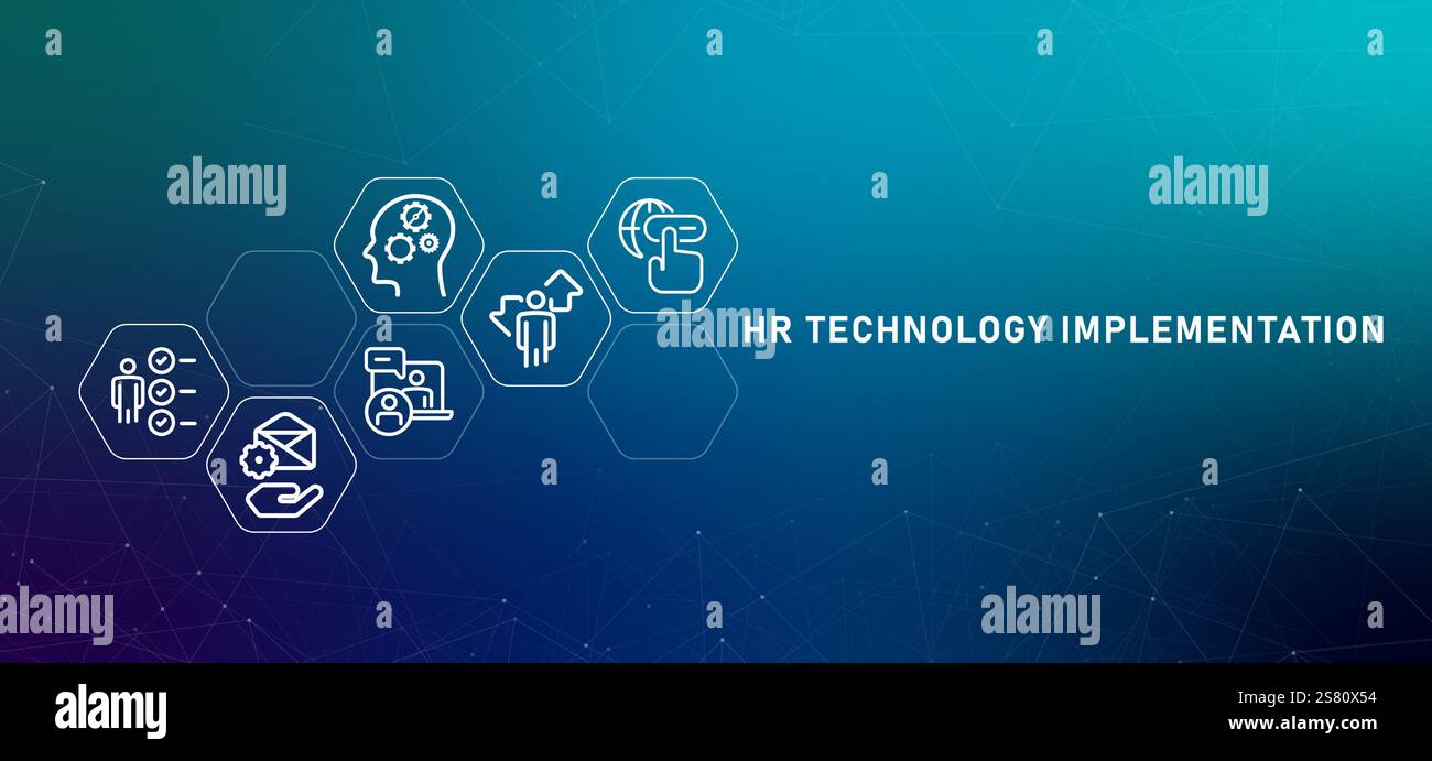 HR Technology Implementation gradient header human resource IT software ...