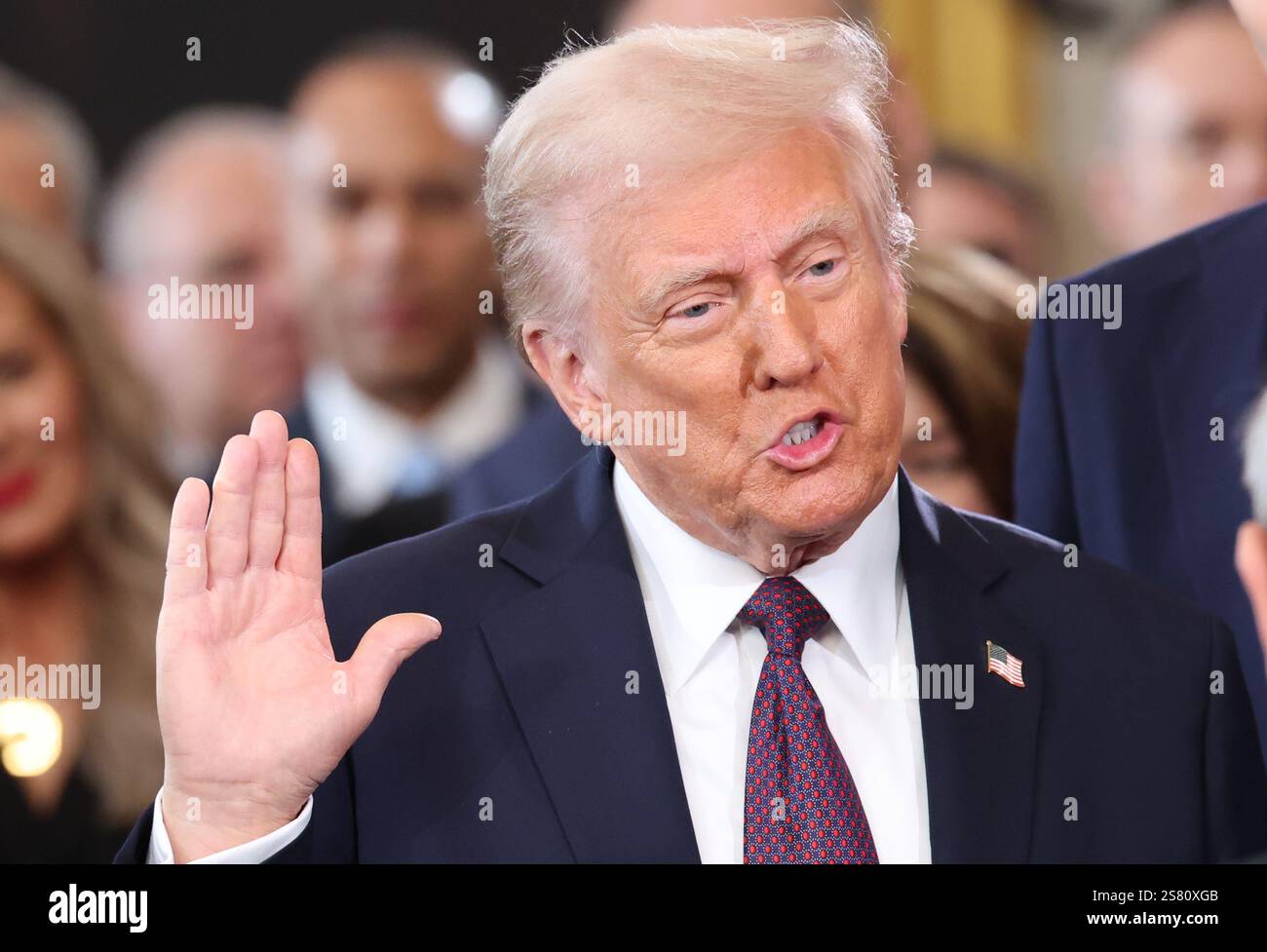 U.S. President Donald Trump takes oath on the day of his Presidential Inauguration at the