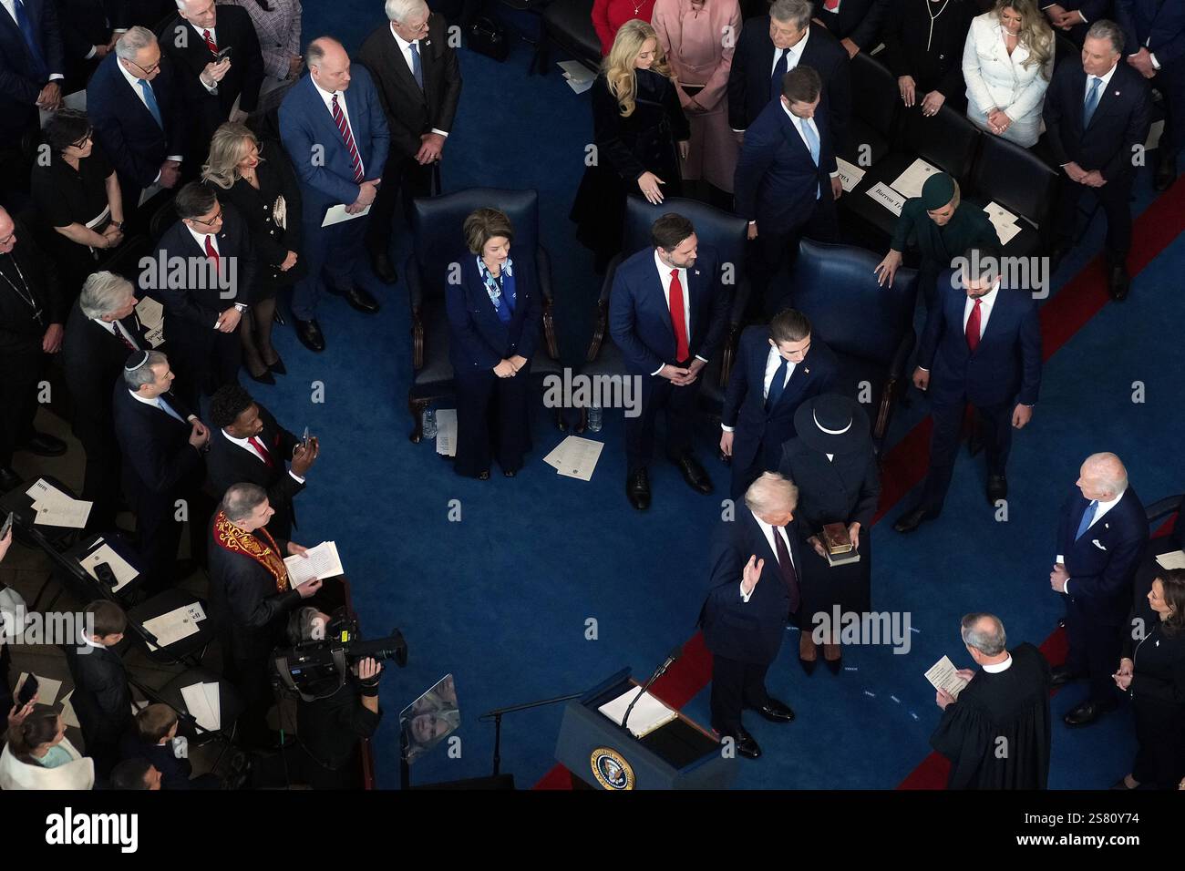 U.S. President Donald Trump takes oath on the day of his Presidential Inauguration at the