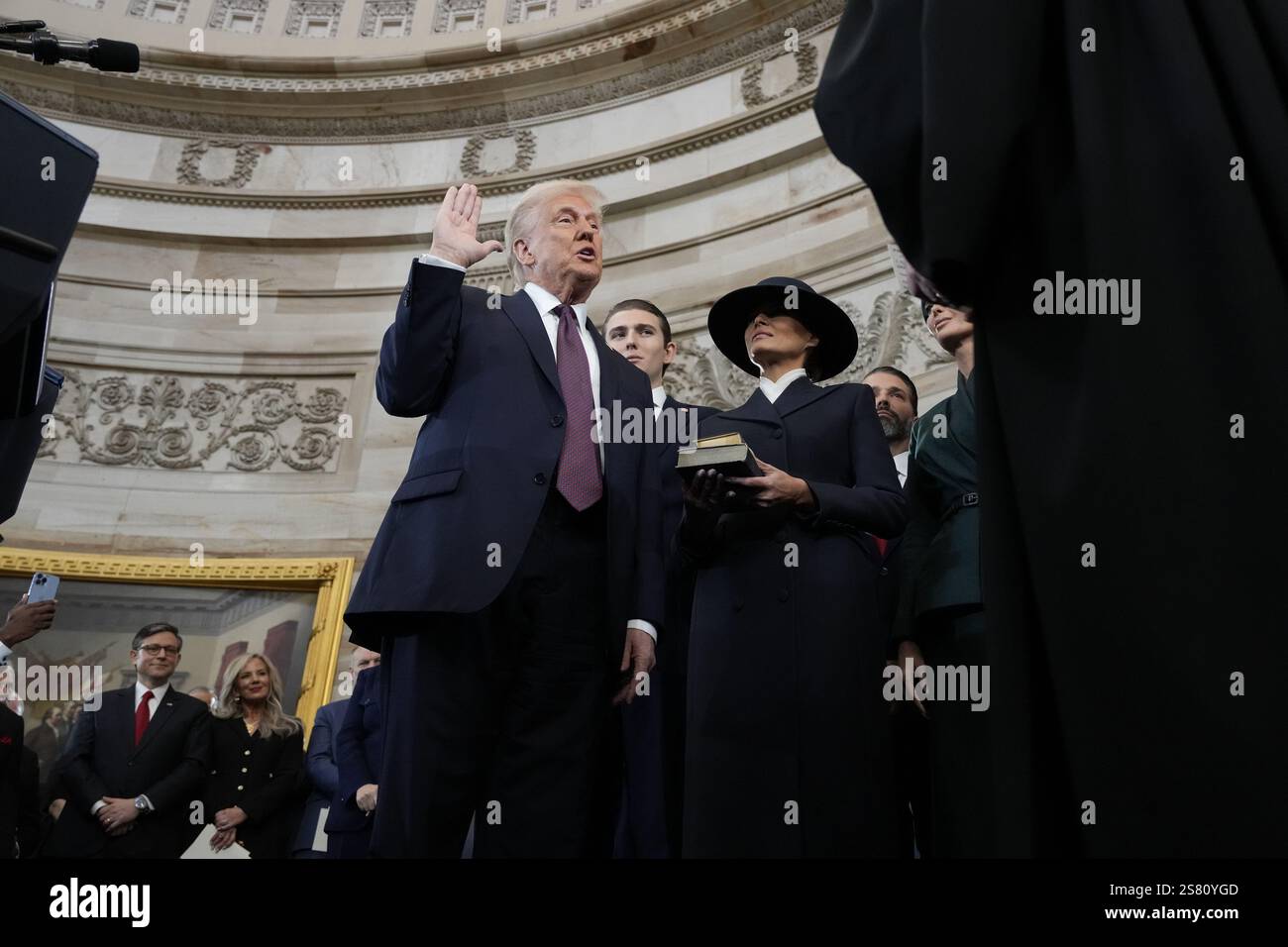U.S. President Donald Trump takes oath on the day of his Presidential Inauguration at the