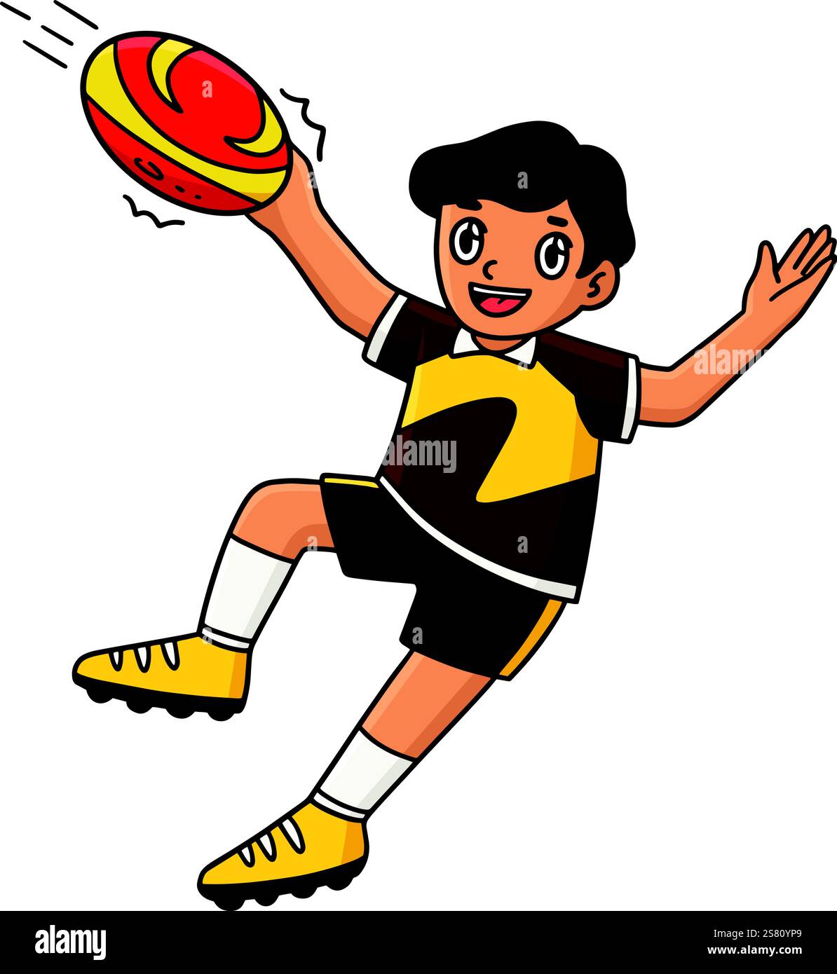 Rugby Player Catching the Ball Cartoon Clipart Stock Vector Image & Art ...