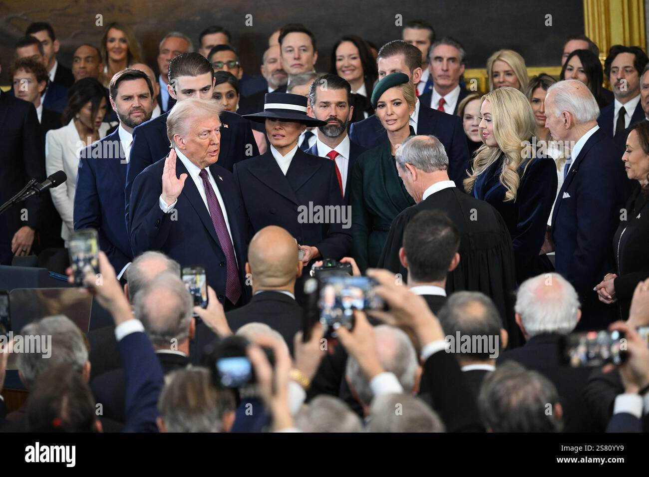 U.S. President Donald Trump takes oath on the day of his Presidential Inauguration at the