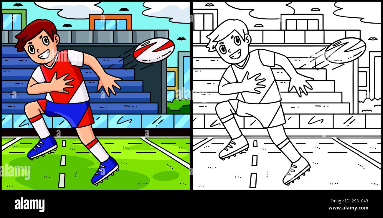 Rugby Player Passing Ball Backwards Illustration Stock Vector Image ...