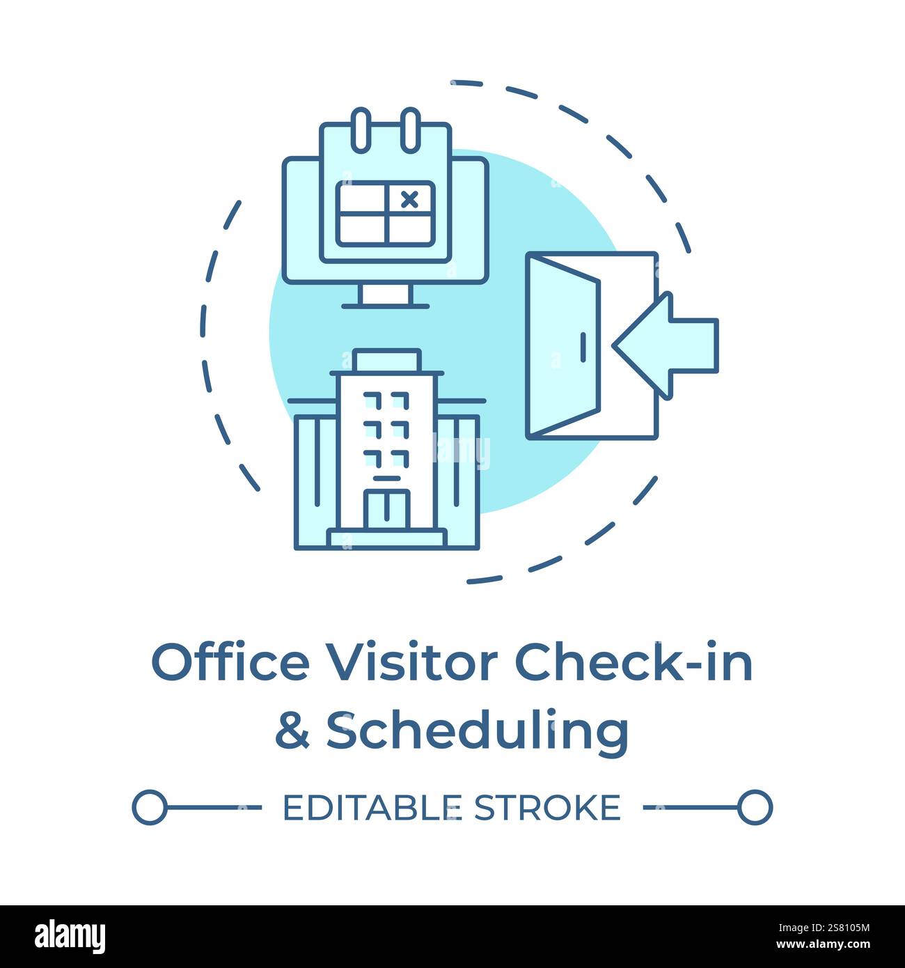 Office visitor check in and scheduling soft blue concept icon Stock Vector
