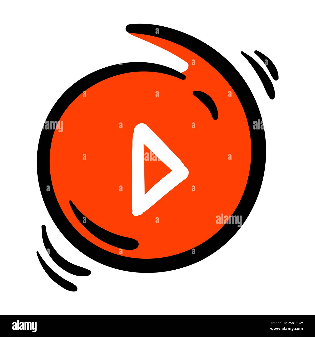Play button. White Triangle sign over red rectangle, multimedia button ...