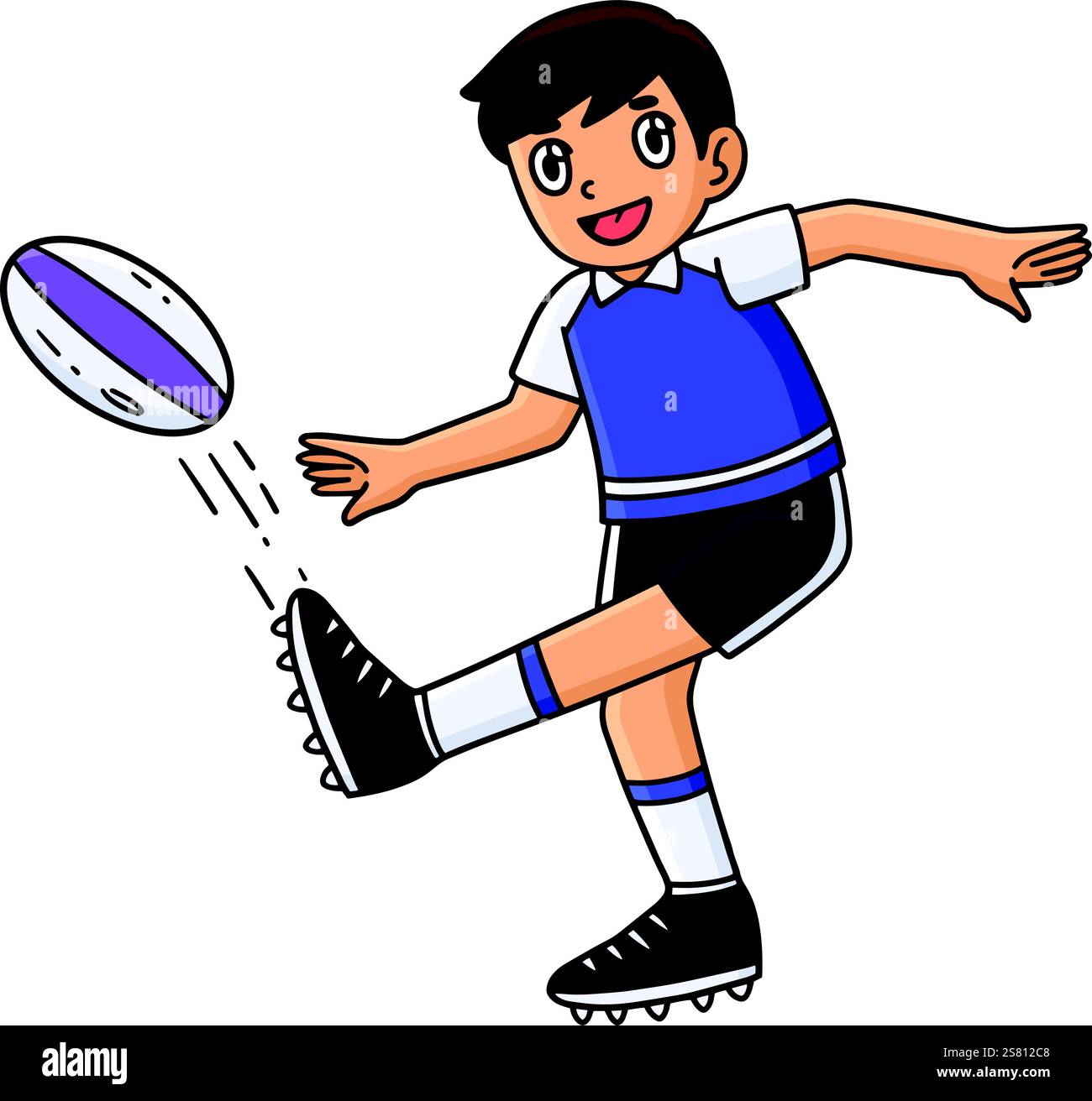 Rugby Player Kicking the Ball Cartoon Clipart Stock Vector Image & Art ...