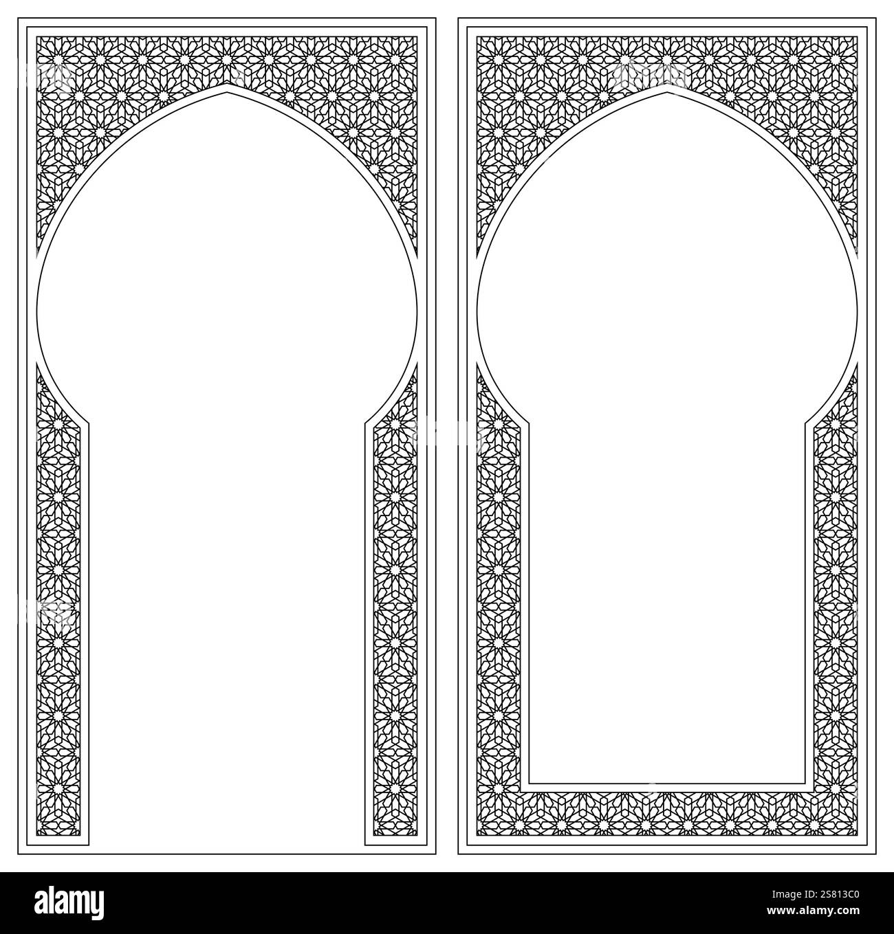 Two frames . Ornament in Arabic geometric style Stock Vector