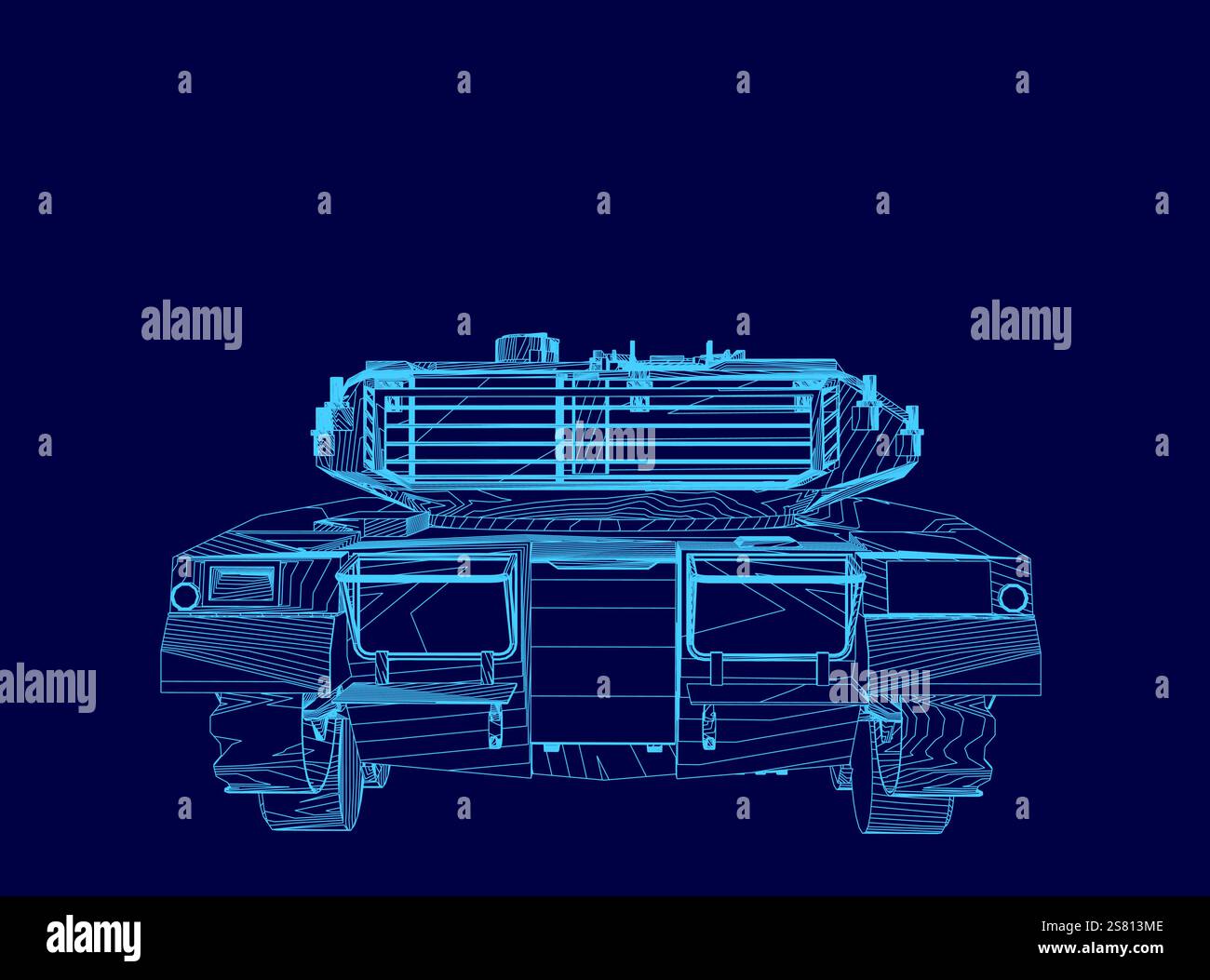 Blue tank contour. The tank is shown in a blue color scheme Stock ...