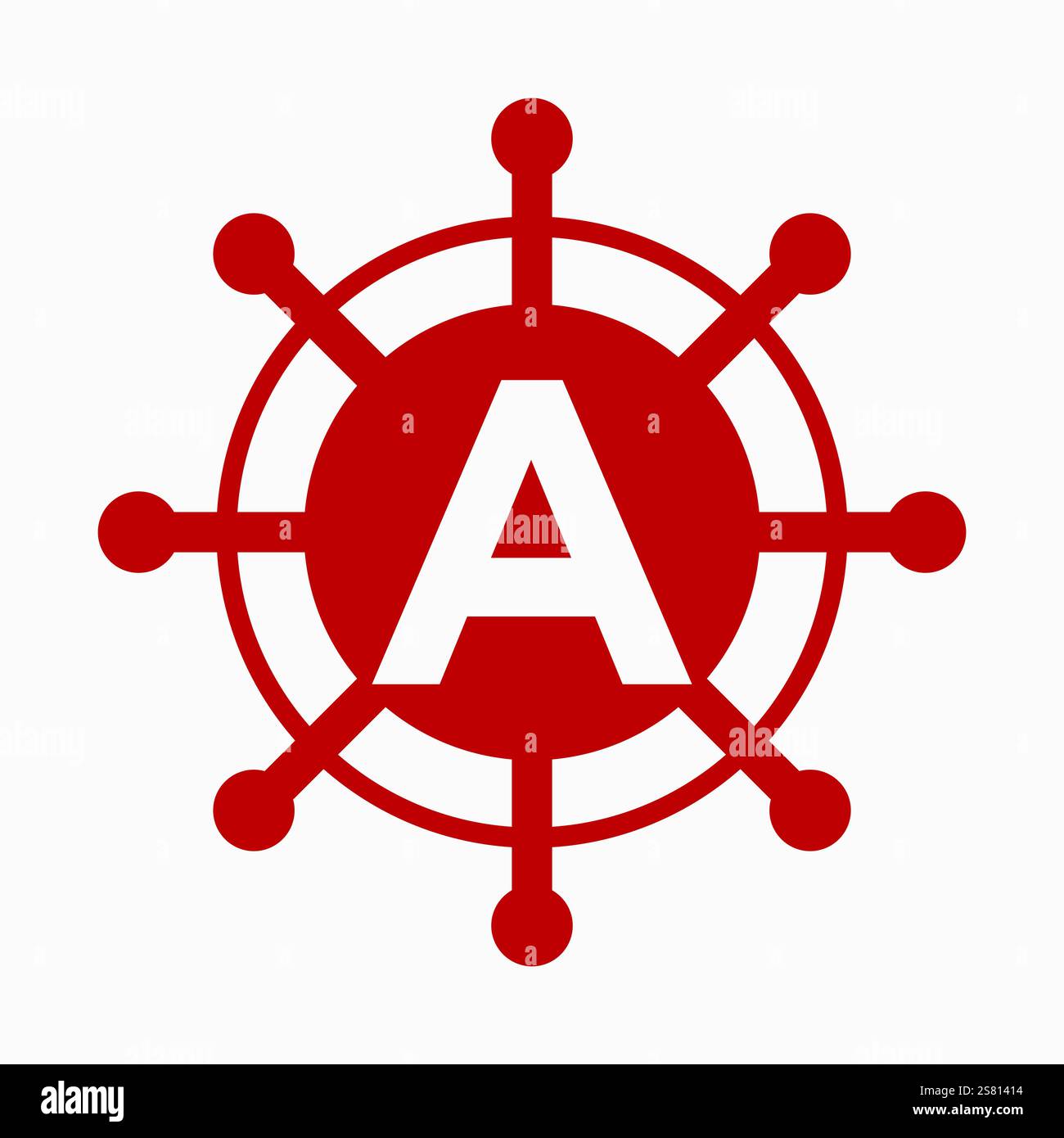 Initial Letter A Sailing Logo Design Vector Template Concept with Steering Ship Symbol Stock Vector