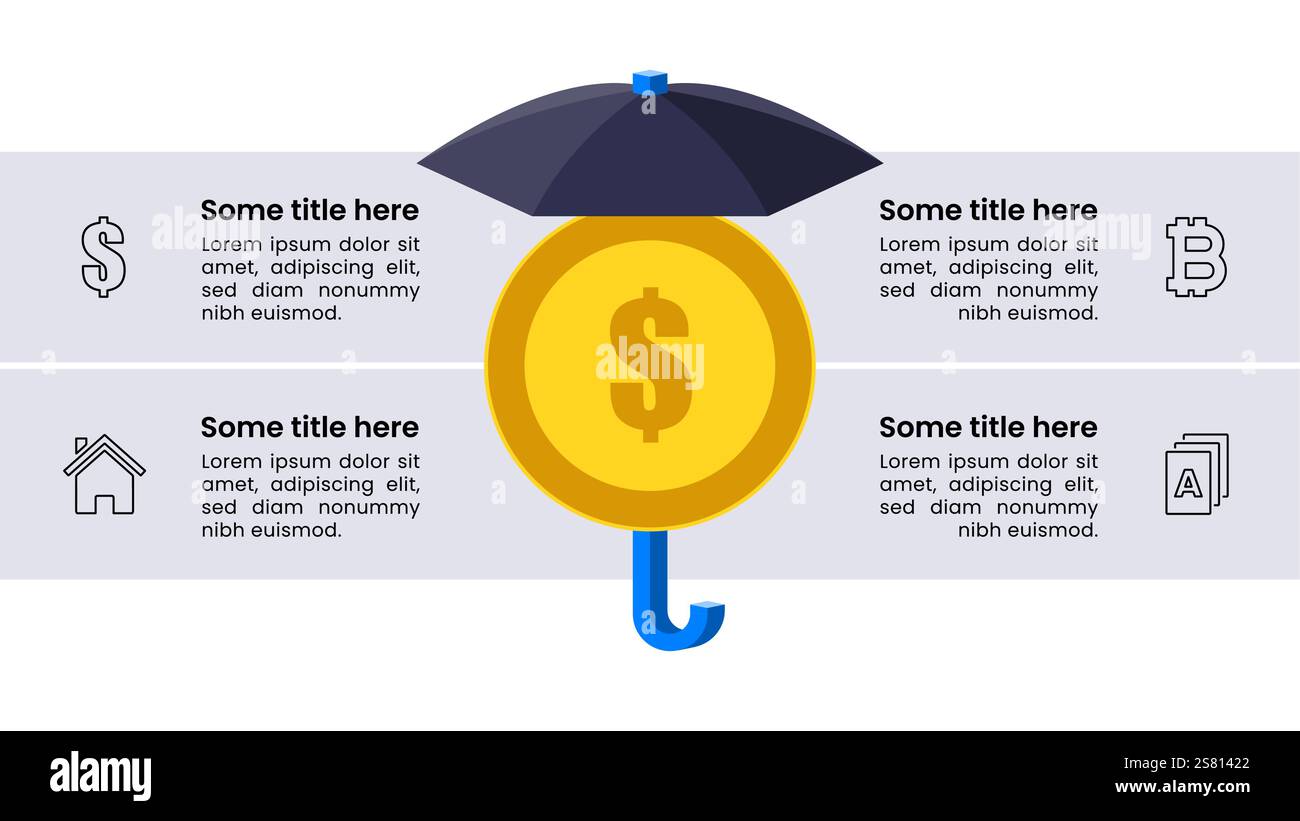 Infographic template with icons and 4 options or steps. Savings concept ...