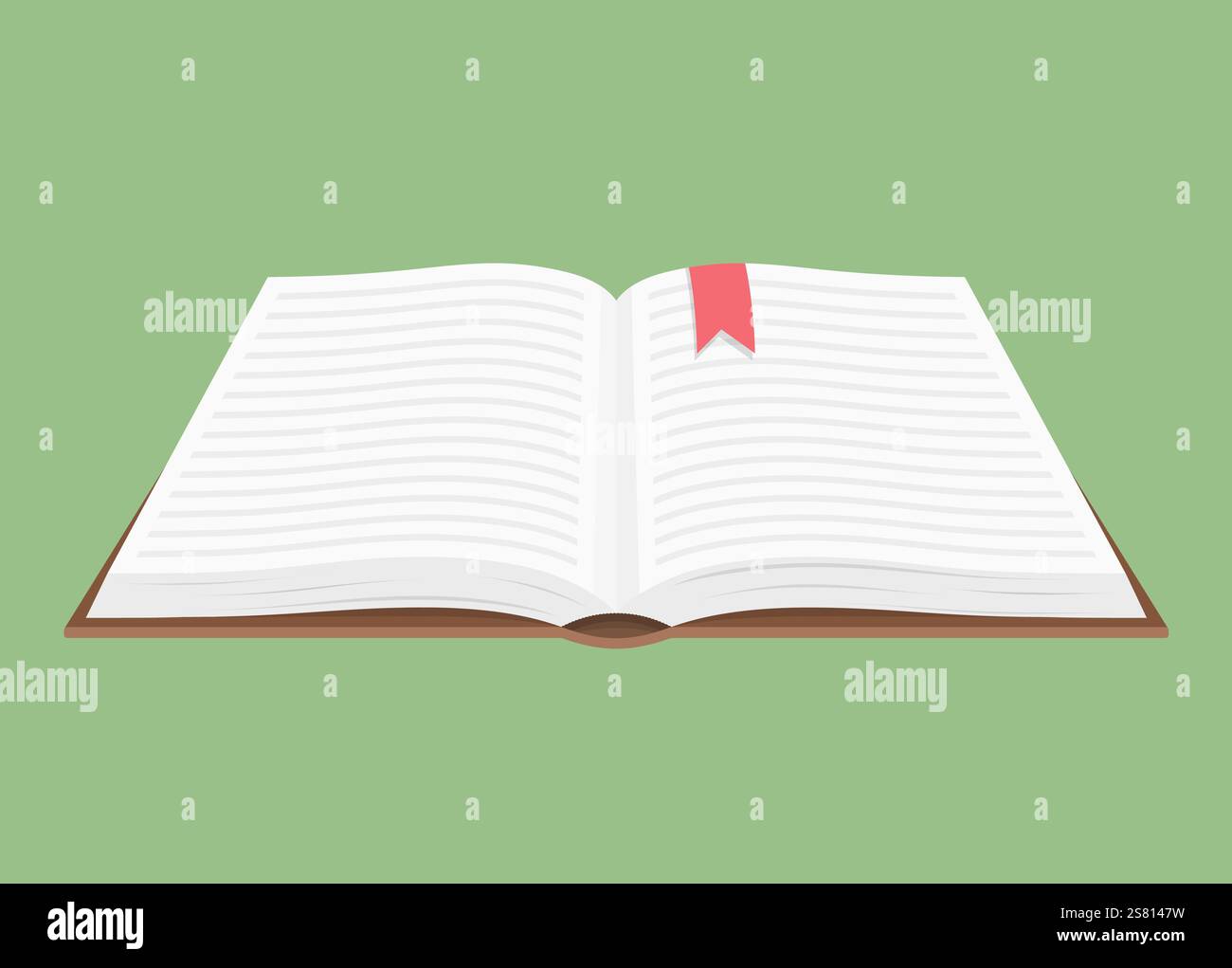 Open book with bookmark, flat design, vector eps10 illustration Stock Vector
