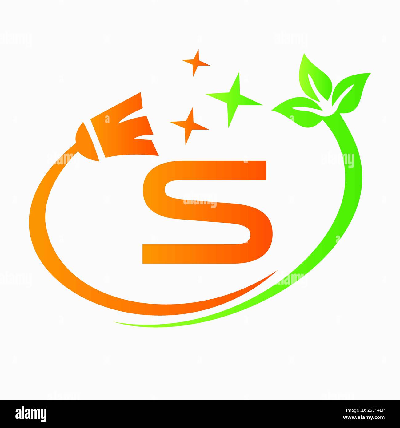 Monogram Letter S Clean Symbol Concept With Cleaning Brush Icon Vector ...