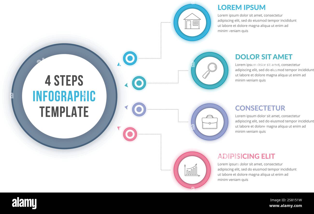 Infographic template with four steps or options, workflow, process ...
