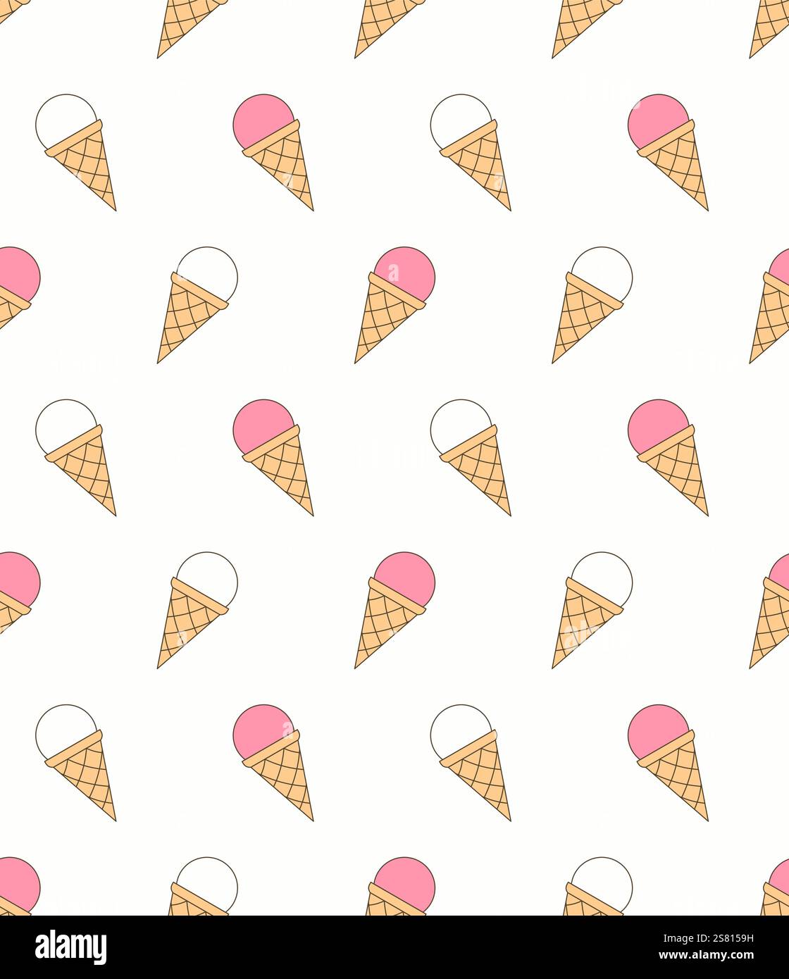 Seamless pattern with ice cream, pink color, vector eps10 illustration ...