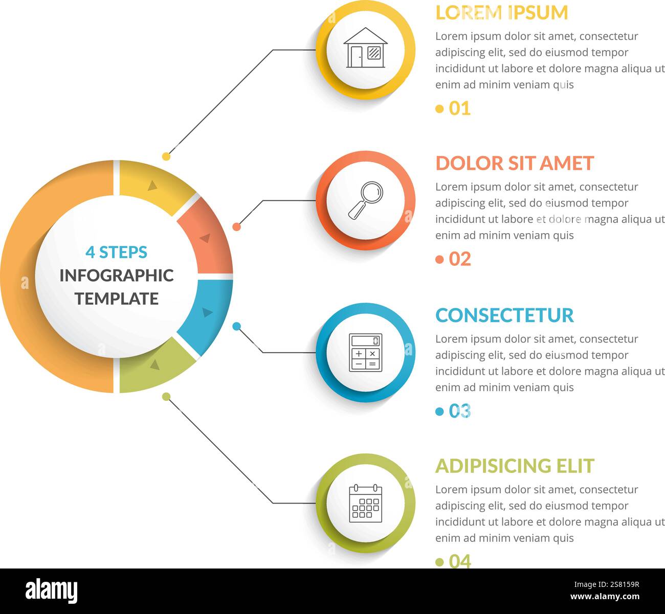Infographic template with four steps or options, workflow or process ...