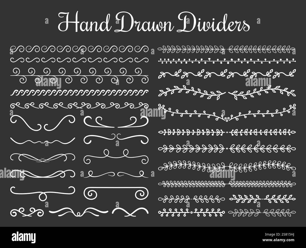 Set of hand drawn floral and calligraphic dividers, vector eps10 ...