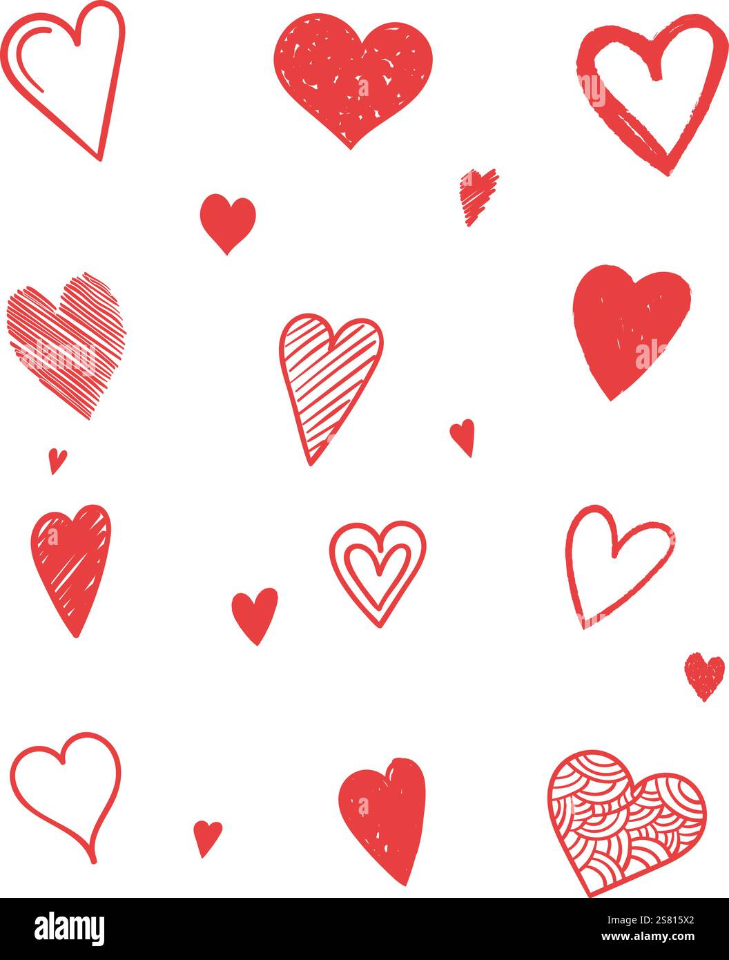 Set of red hand drawn hearts for Valentine's day, wedding and other ...