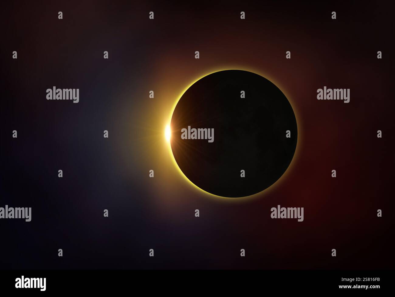 Solar Eclipse. Solar eclipse, mysterious natural phenomenon when Moon passes between planet Earth and Sun. Elements of this image furnished by NASA. Stock Photo