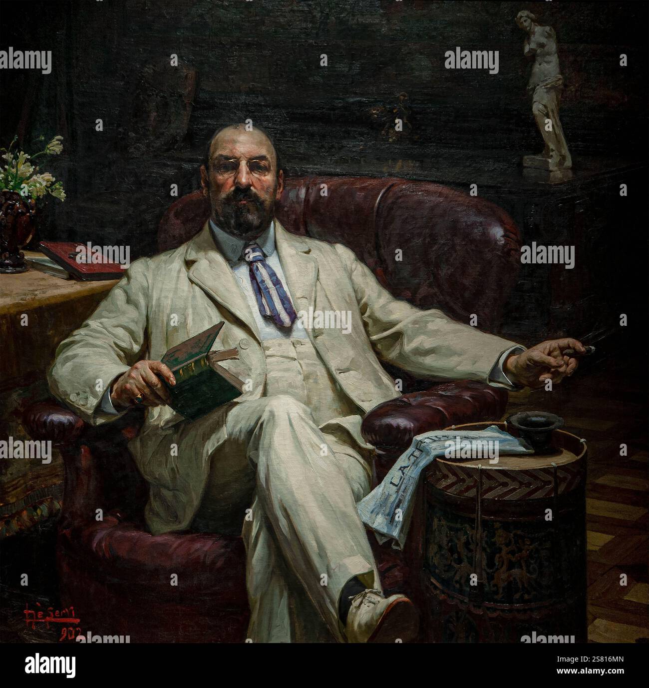 Luigi de Servi 1963-1945 'Portrait of Evan Mackenzie' 1902, 139.5 x 139.5 cm oil on canvas. Stock Photo