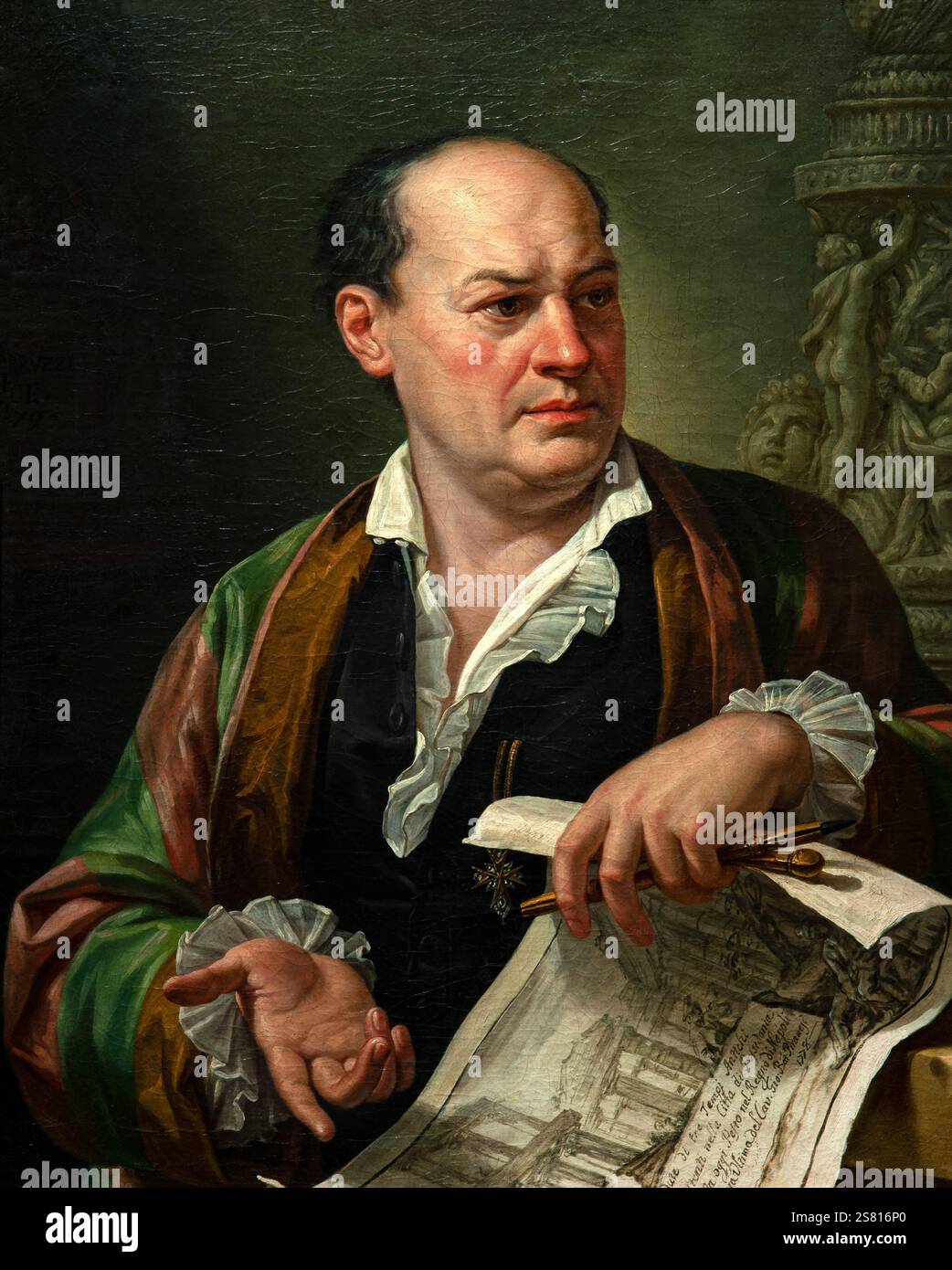 Pietro Labruzzi 1739-1805 'Portrait of Giovanni Battista Piranesi' 1779, 71 x 58 cm oil on canvas. Stock Photo