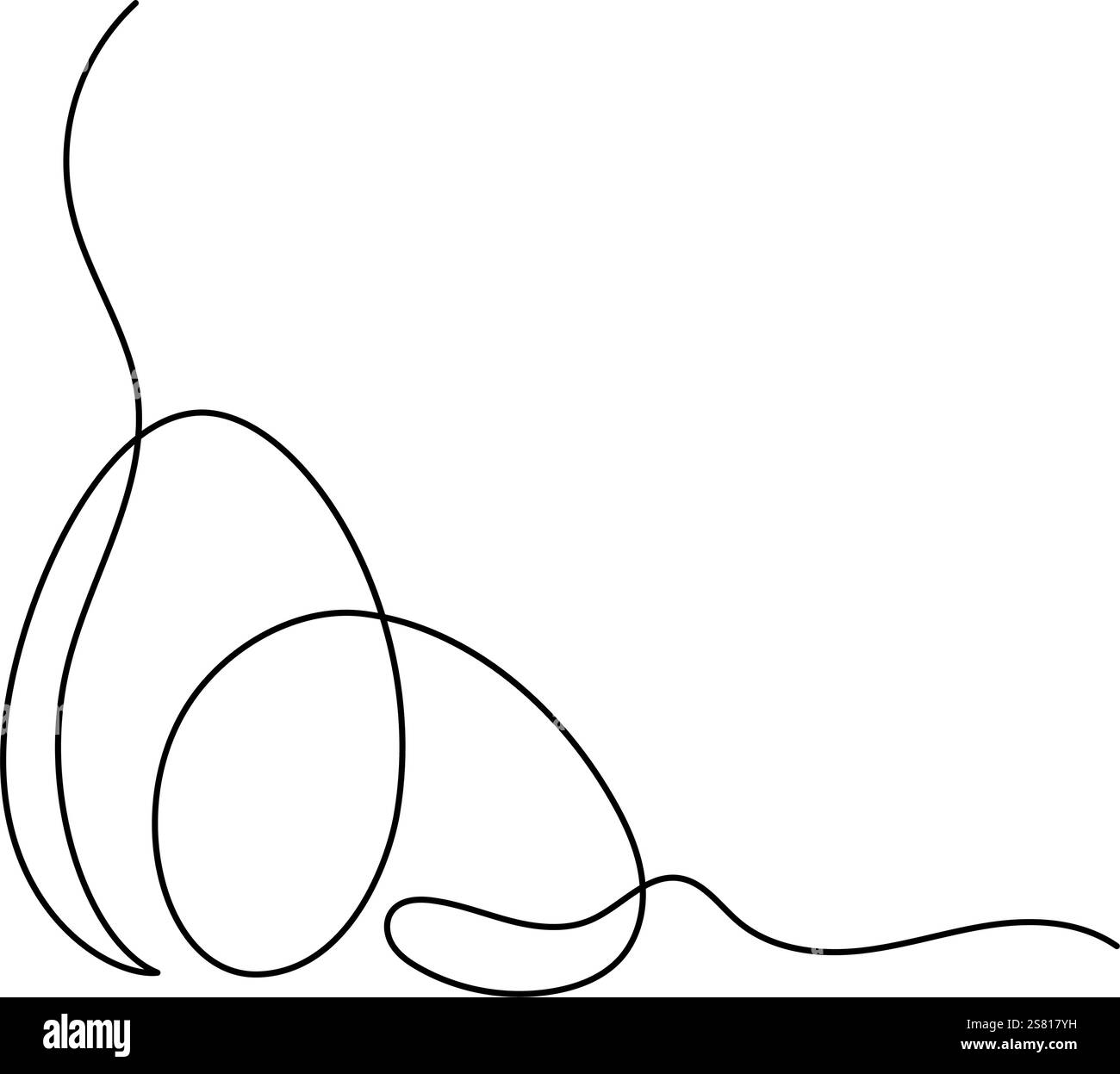 Easter Eggs one line art drawing. Black and white vector abstract ...
