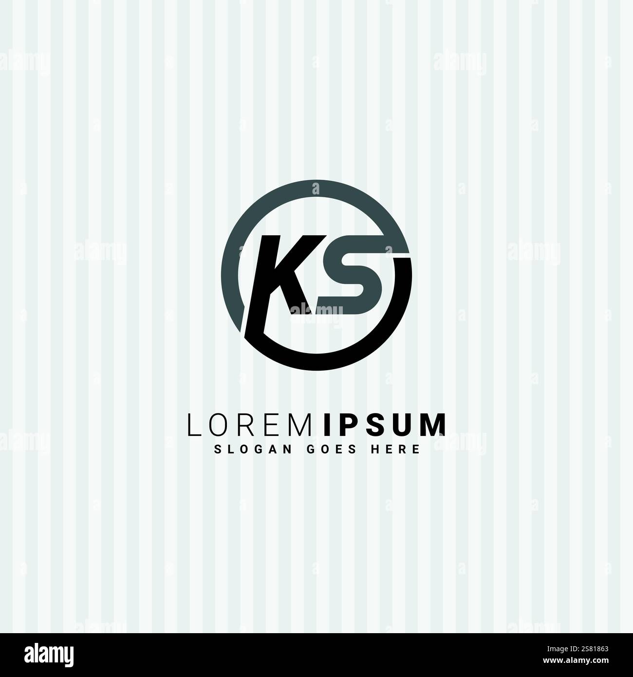 Creative Logo for Initials KS in Monogram Style - Vector Template for Initial Letter K and S Stock Vector