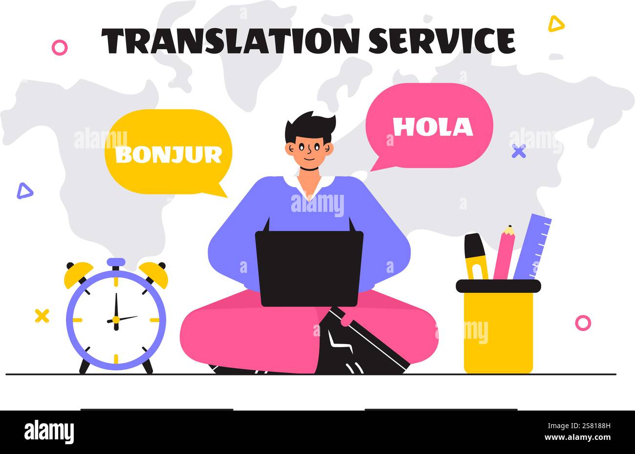 Translator Service Vector Illustration Featuring Multilanguage ...