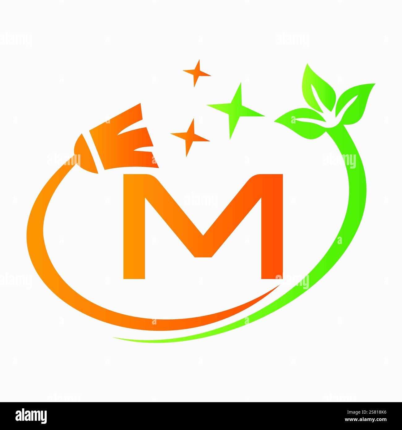 Monogram Letter M Clean Symbol Concept With Cleaning Brush Icon Vector ...