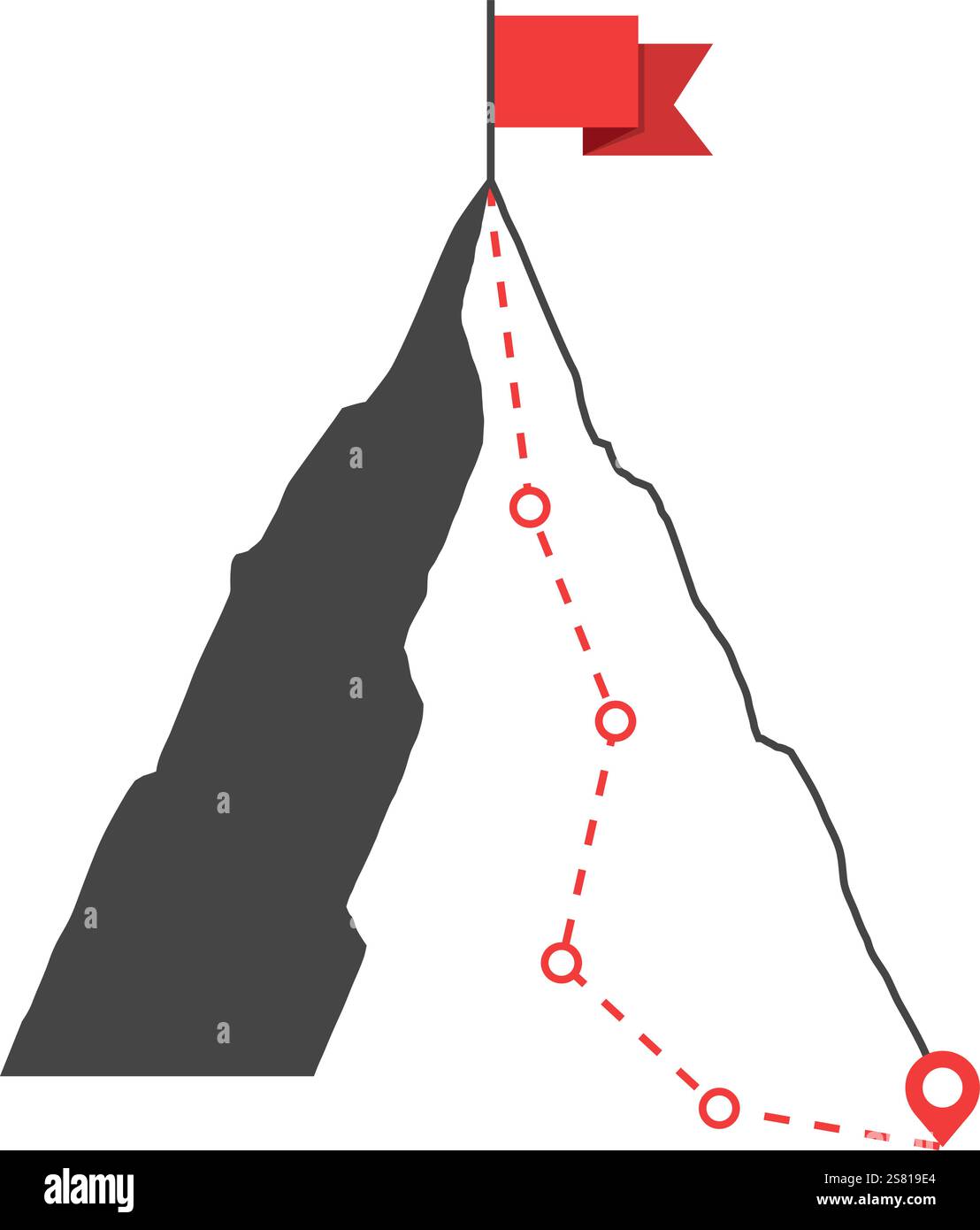 Route Shape Mountain with red flag and with route to the top, vector eps10 ...