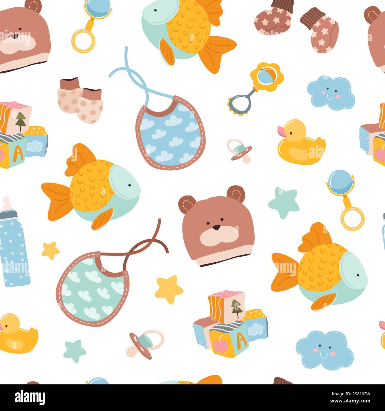 Seamless pattern for babies. Cute childish print. Stock Vector