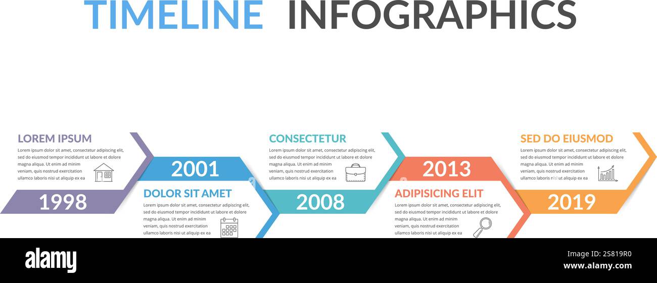Timeline infographics template with arrows, workflow or process diagram ...