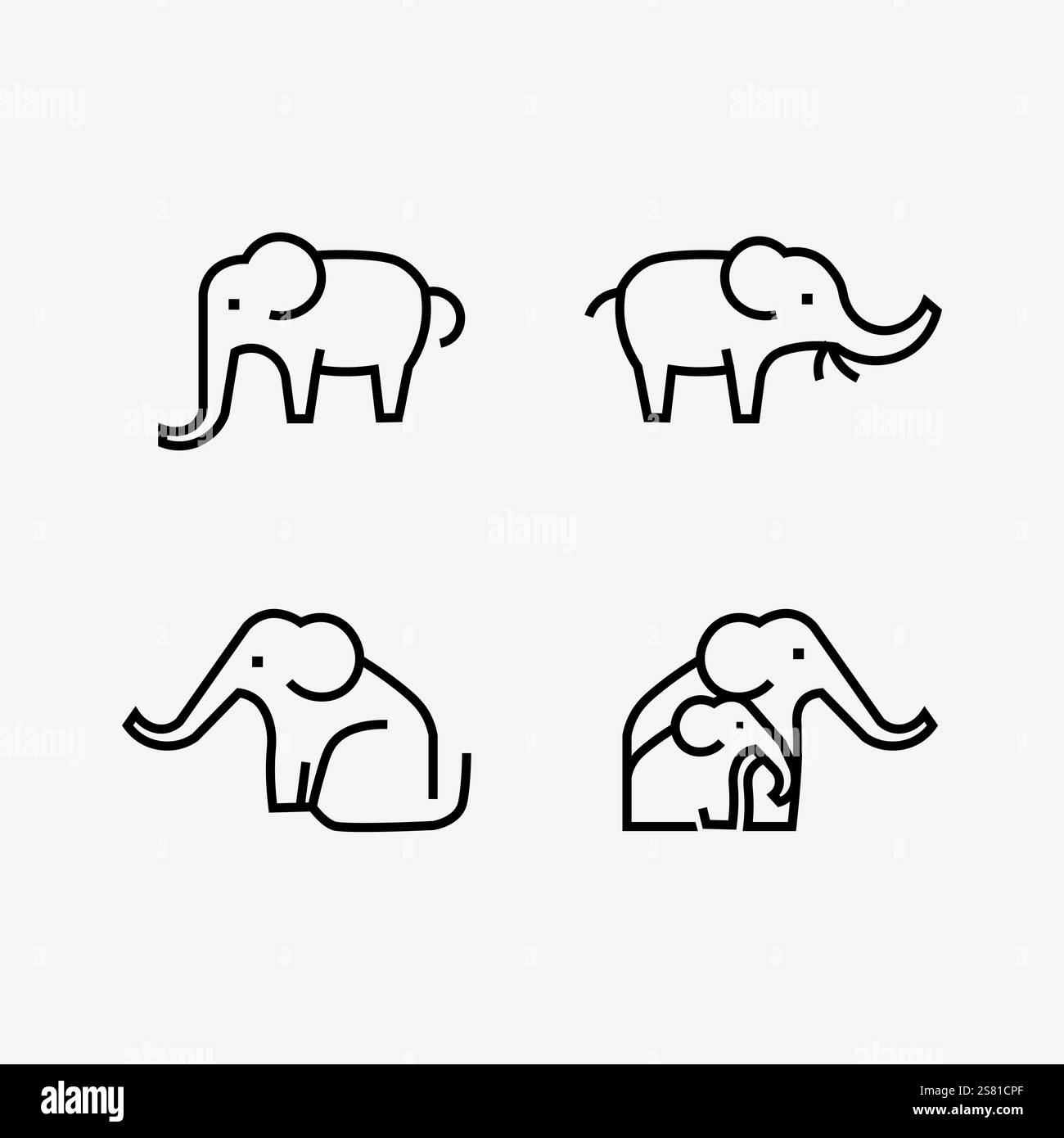 Elephant Logo animal and Vector Illustrator Design Template Stock Vector
