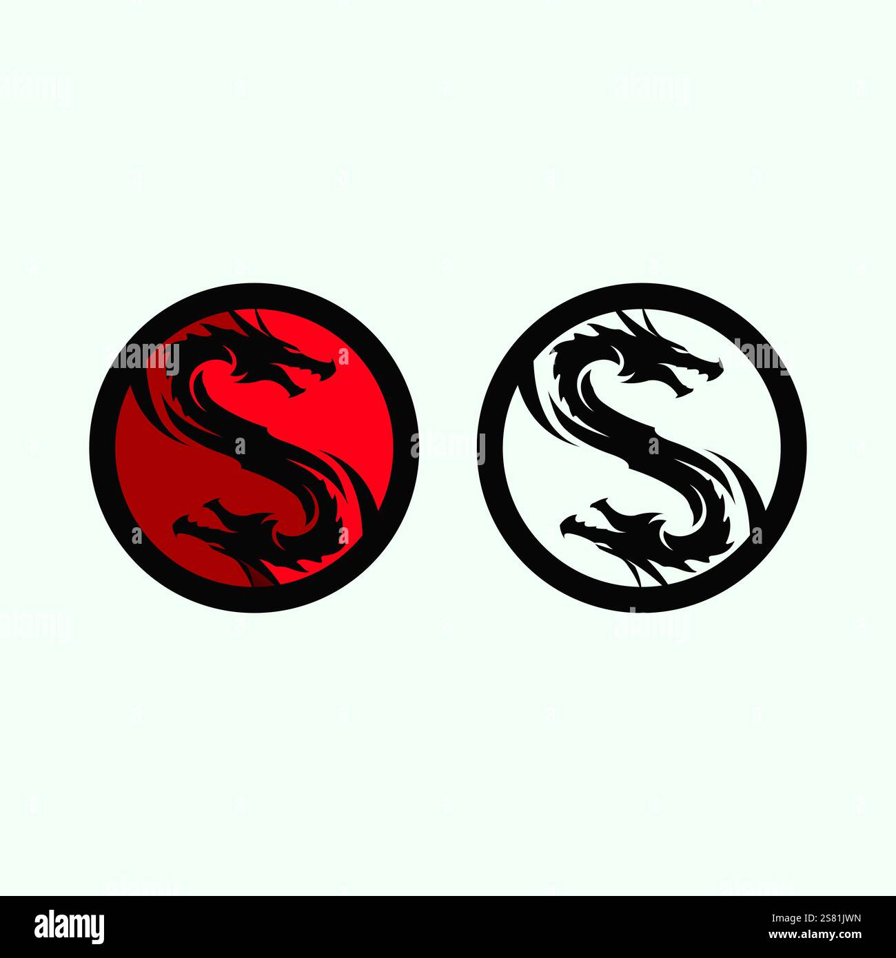 Dragon and snake  vector icon illustration design logo template Stock Vector