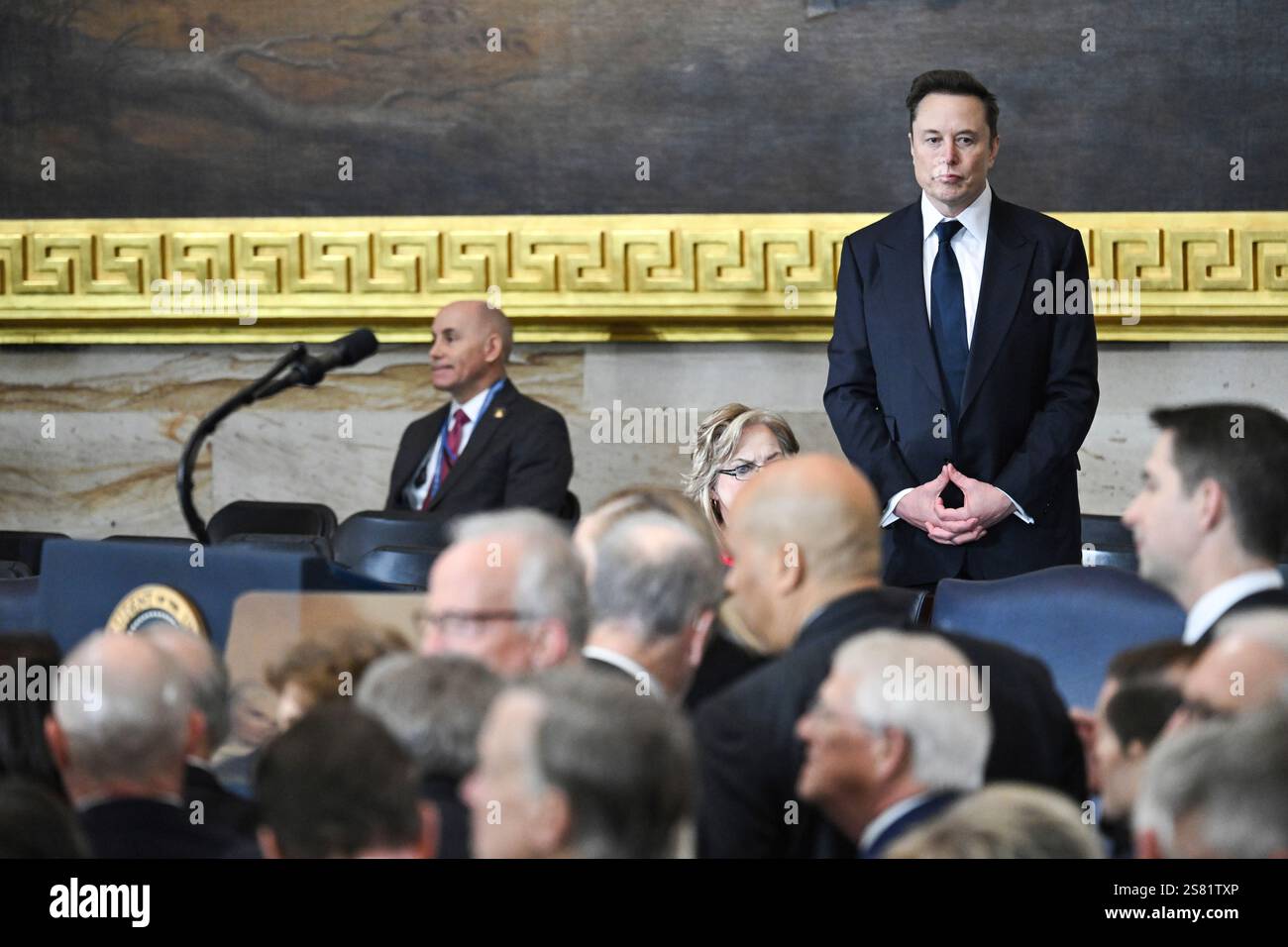 Tesla and SpaceX CEO Elon Musk arrives for the inauguration ceremony ...