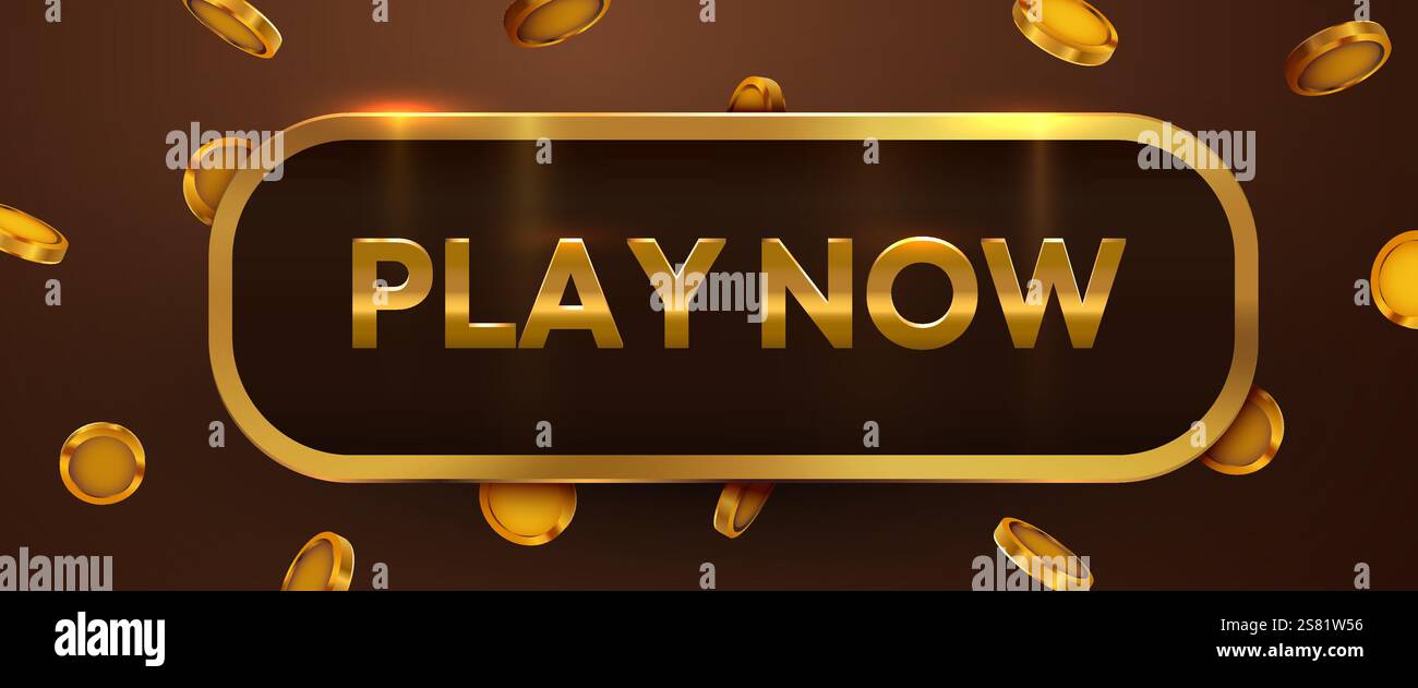 Golden button Play Now. VIP luxury button Play. Vector illustration ...