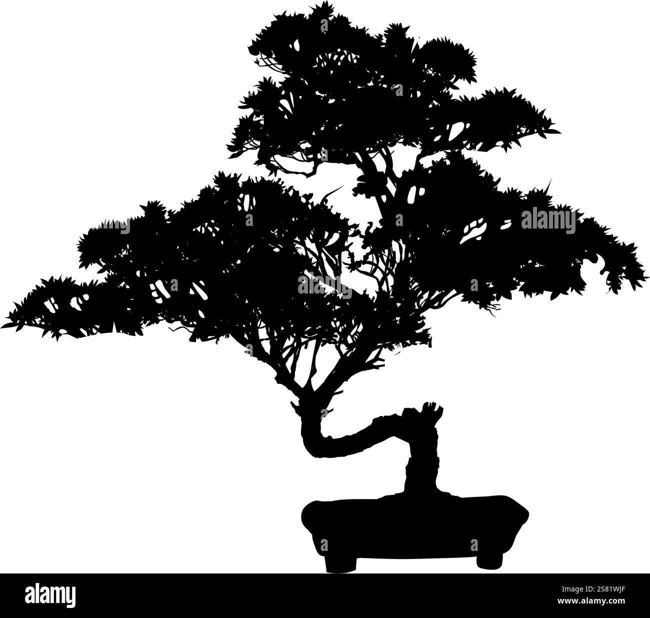 pine tree silhouettes, silhouette of bonsai tree Stock Vector Image ...
