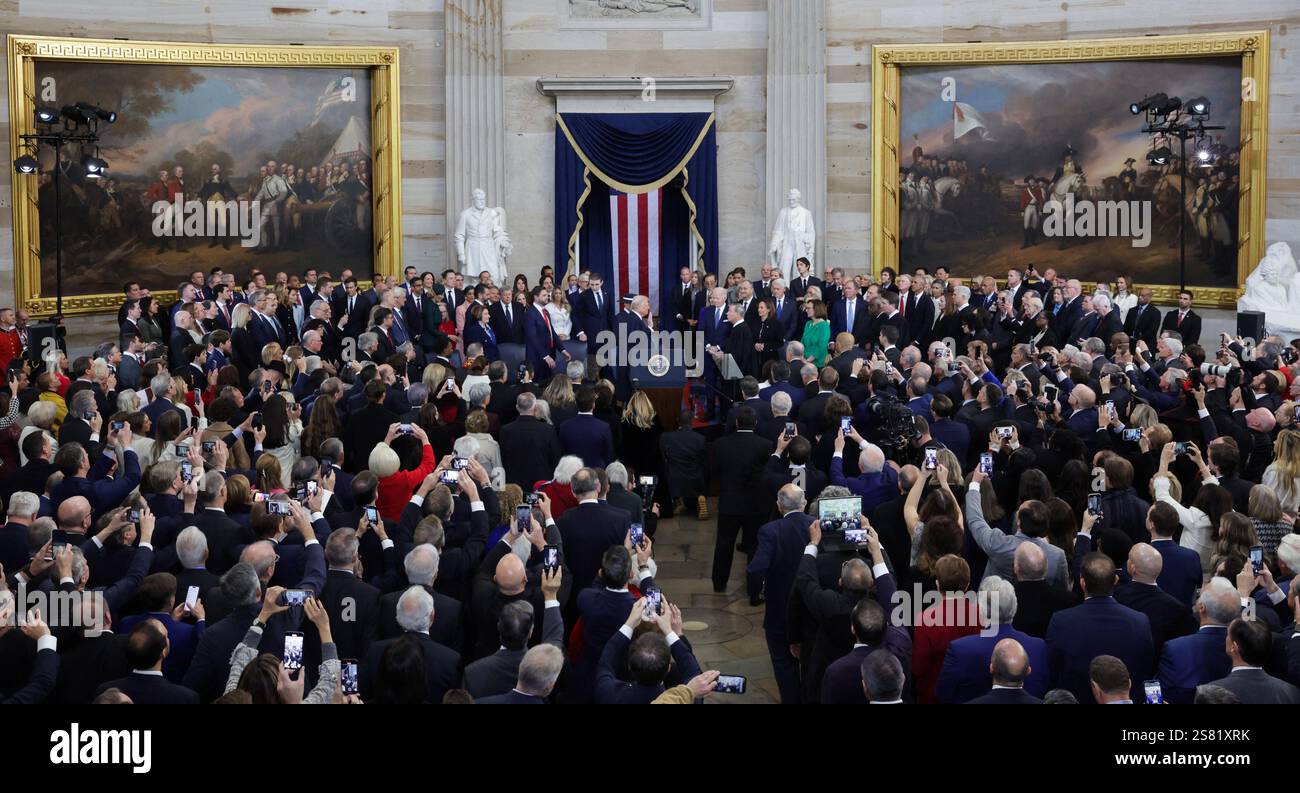 U.S. President Donald Trump takes the oath on the day of his