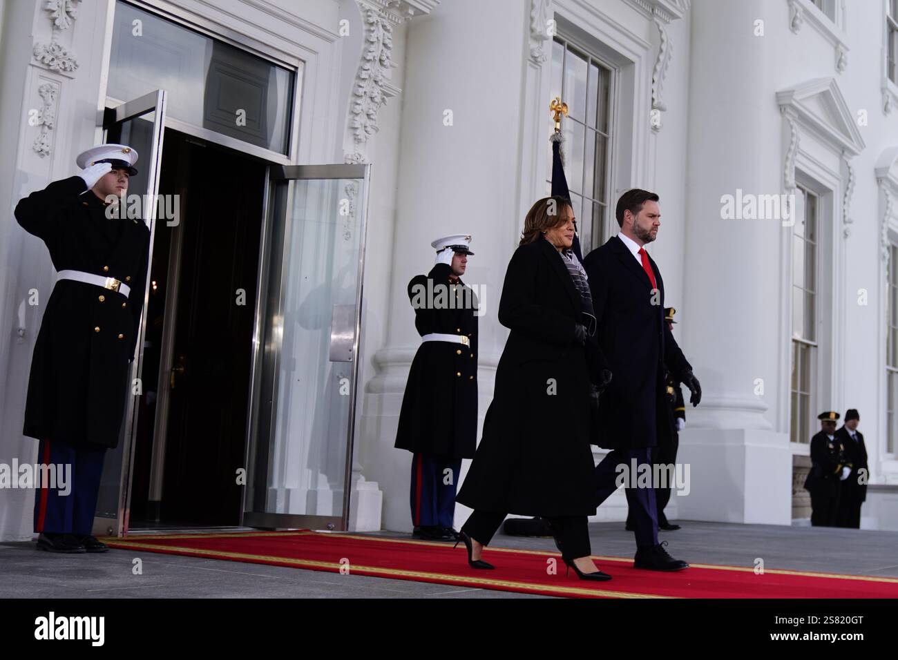 United States Vice President Kamala Harris (L) and Vice President Elect