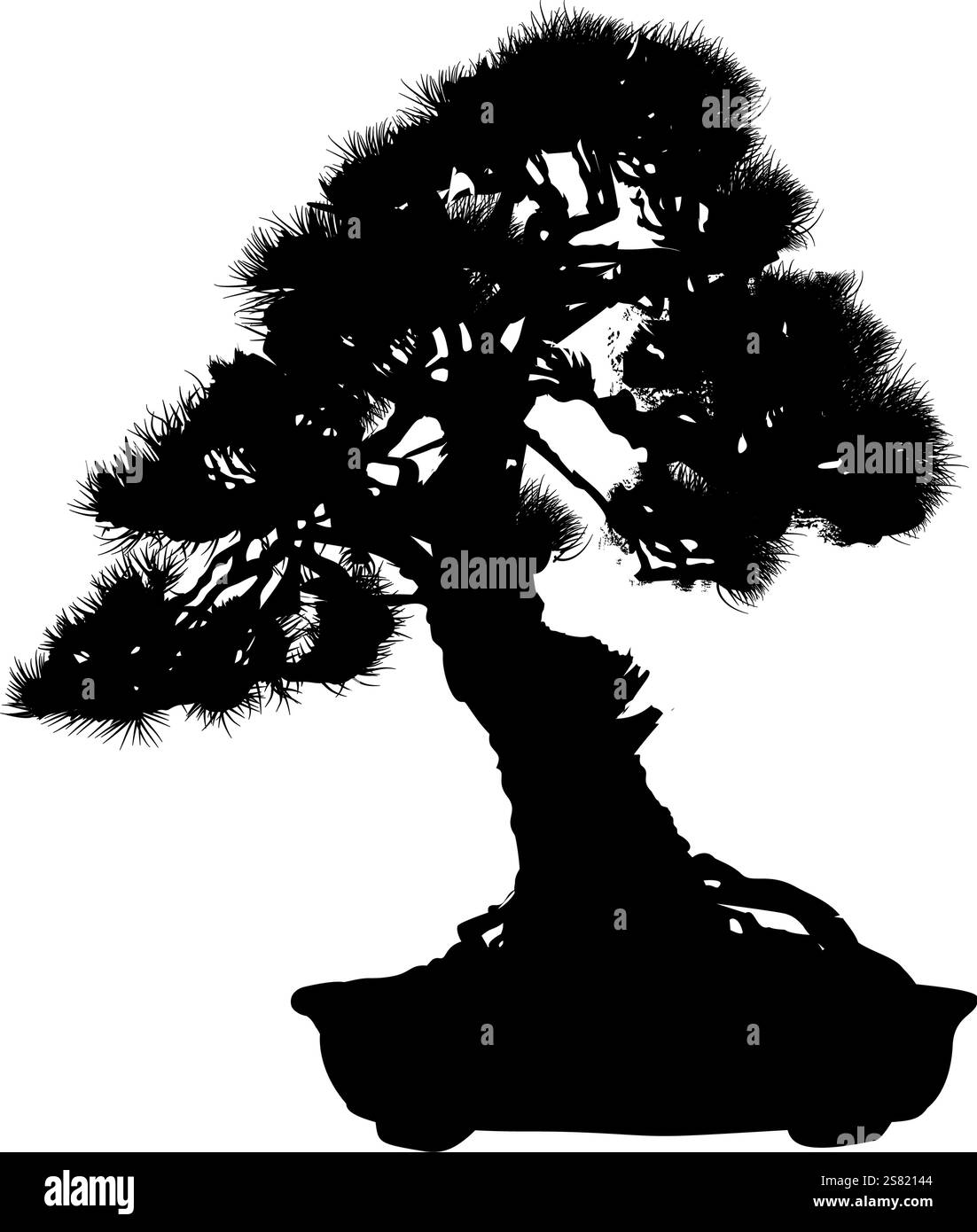 pine tree silhouettes, silhouette of bonsai tree Stock Vector Image ...