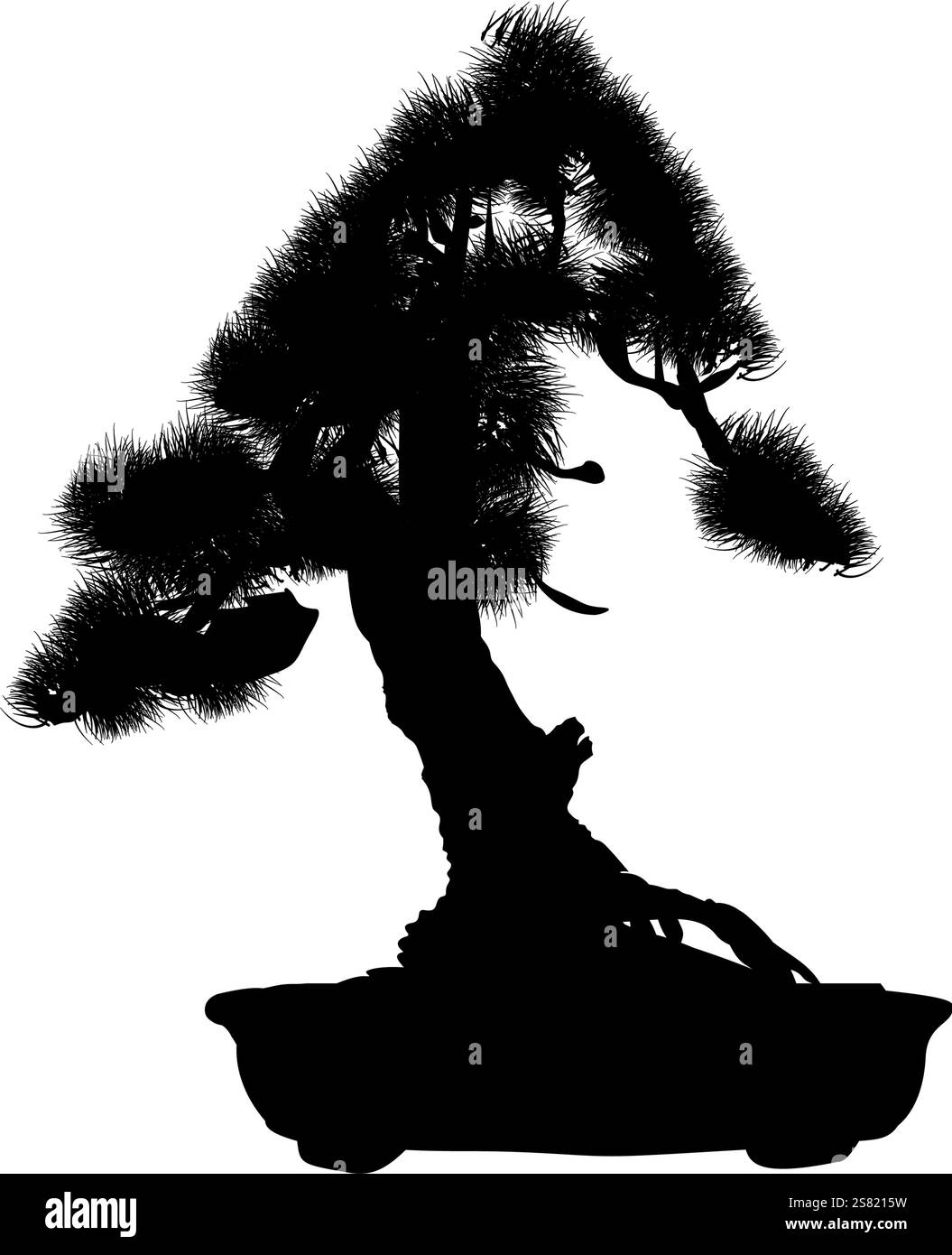 pine tree silhouettes, silhouette of bonsai tree Stock Vector Image ...