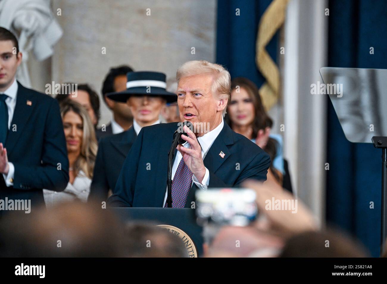 President-elect Donald J. Trump speaks after being sworn in during the ...