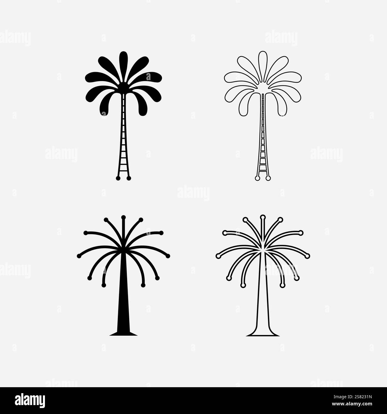 Palm Tree Beach Vintage Icon. Stock Vector