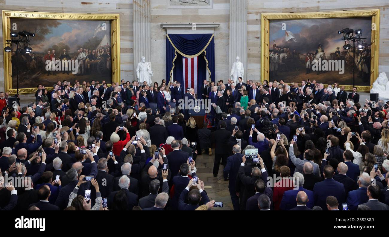 U.S. President Donald Trump takes the oath on the day of his Presidential Inauguration at the